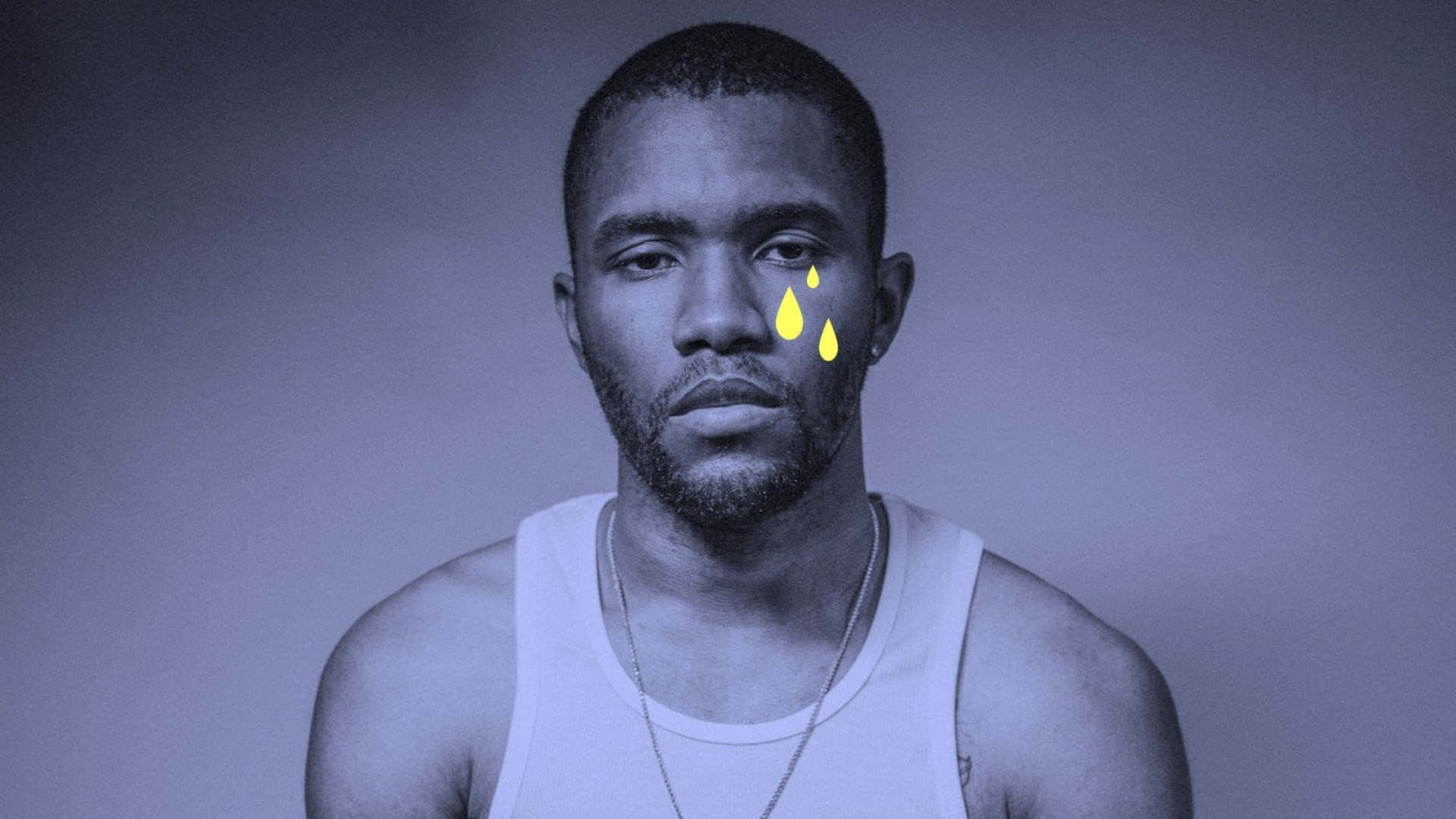 Frank Ocean, white tank top, glowing yellow tears, Full HD Desktop Wallpaper