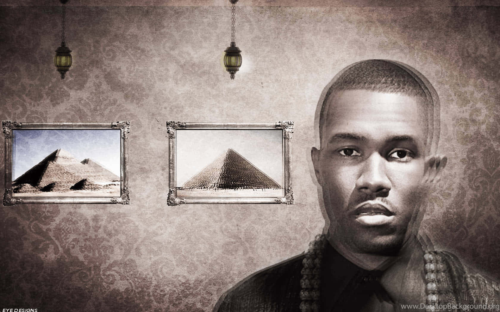 Frank Ocean, sepia-toned portrait, pyramids, HD Desktop Wallpaper