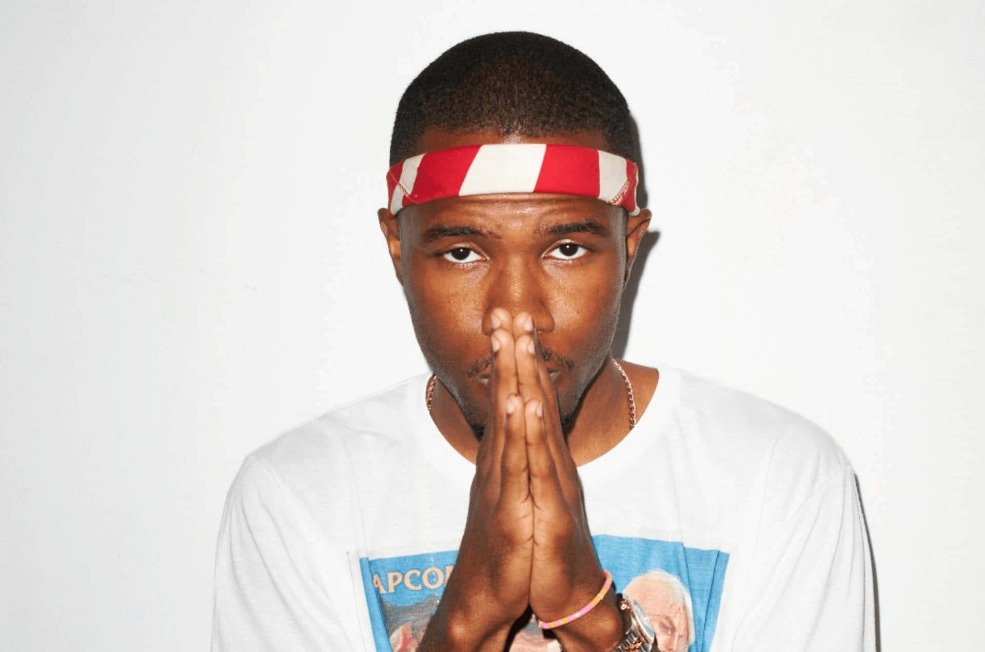 Frank Ocean, laptop, red and white striped headband, Full HD Desktop Wallpaper