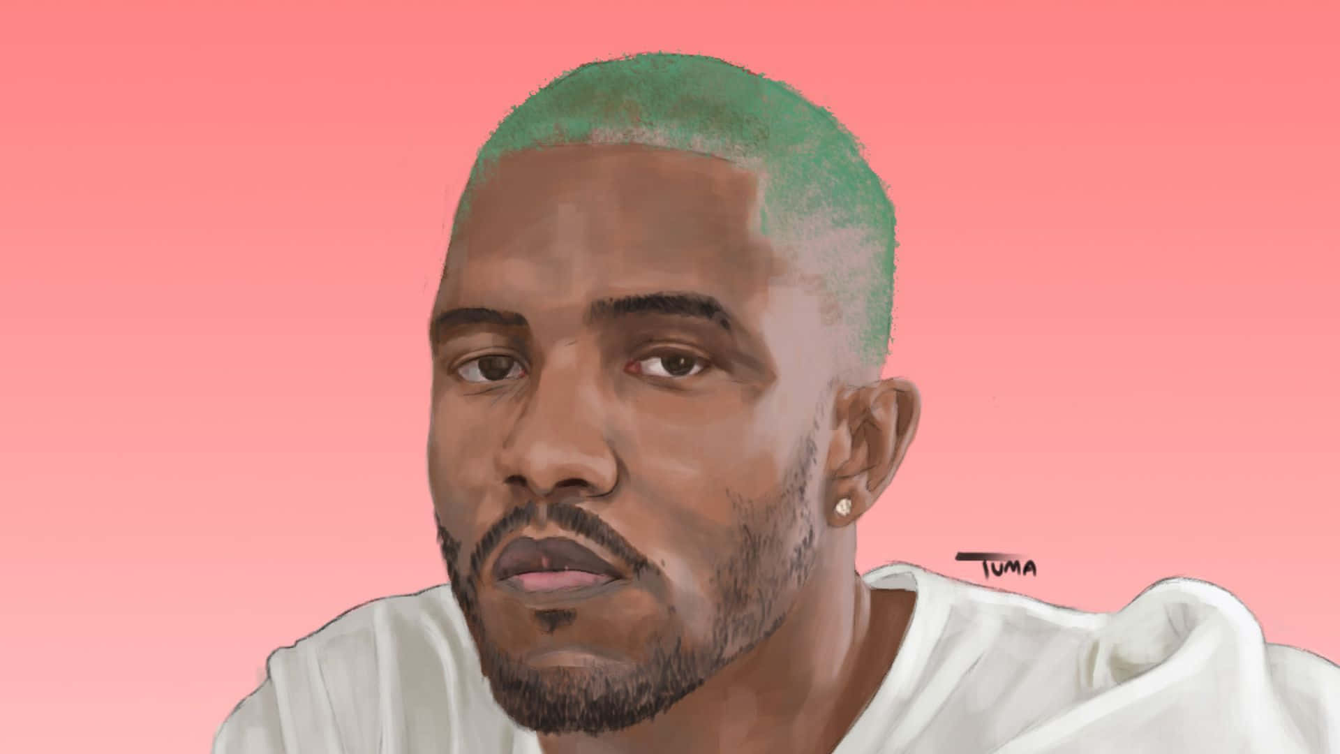 Frank Ocean, green hair, white hoodie, Full HD Desktop Wallpaper