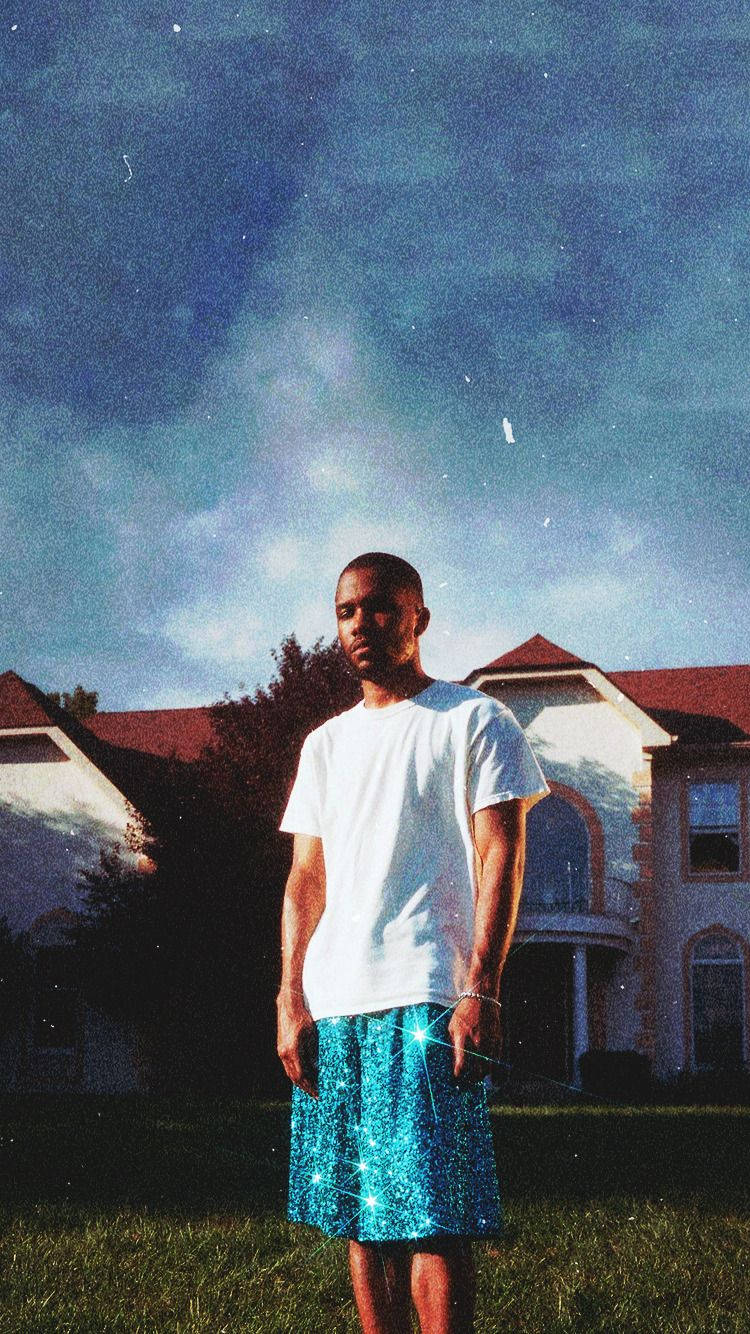 Frank Ocean, white tee, sparkling blue shorts, HD Phone Wallpaper