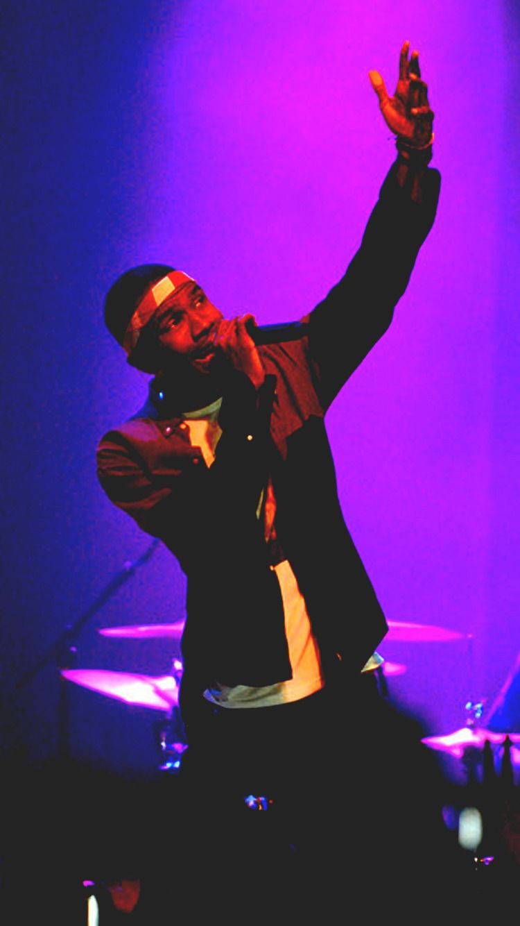 Frank Ocean, performing live, vibrant purple and blue lights, HD Phone Wallpaper