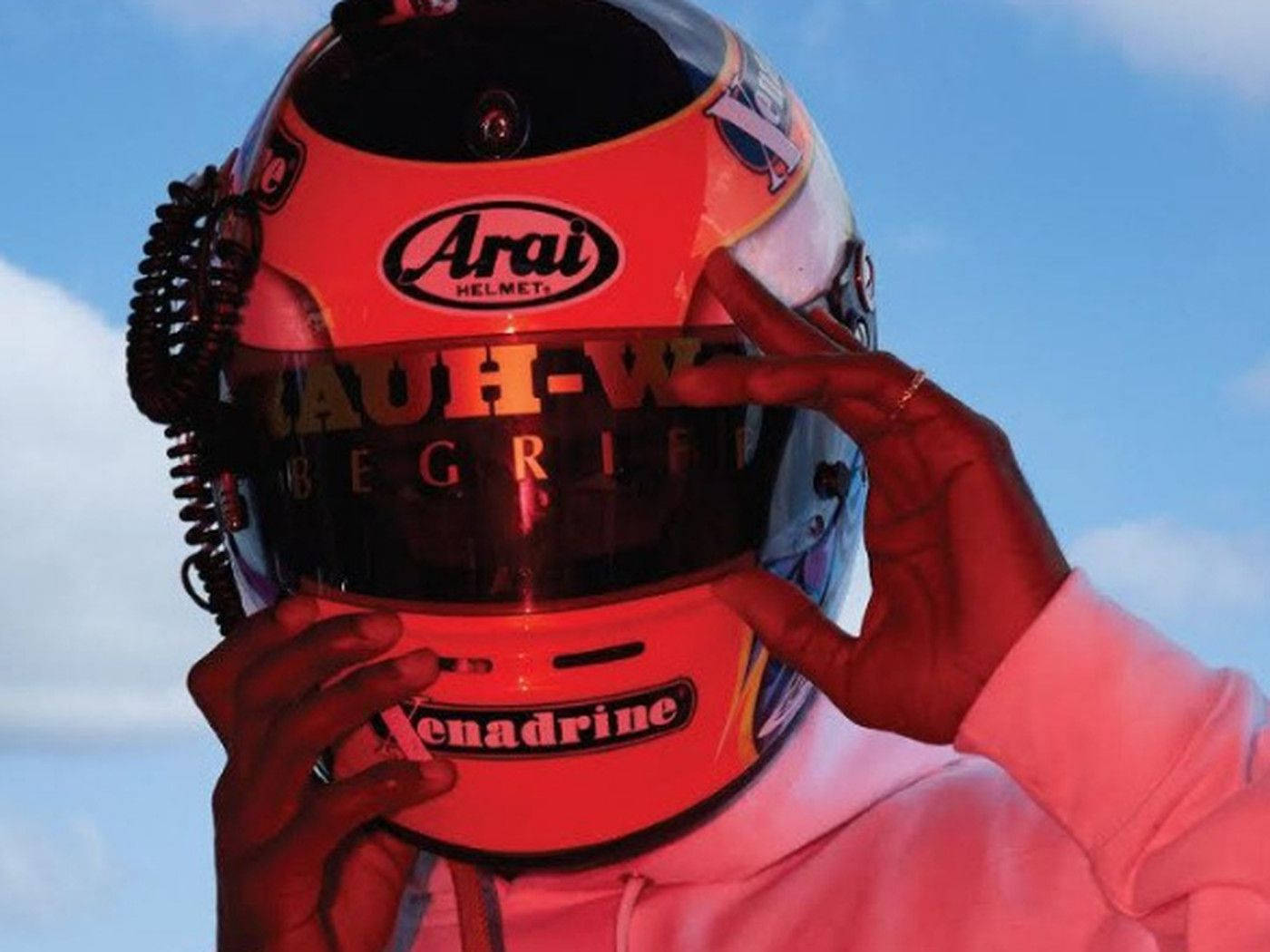 Frank Ocean, blonde helmet, vibrant orange racing helmet, HD Desktop Wallpaper