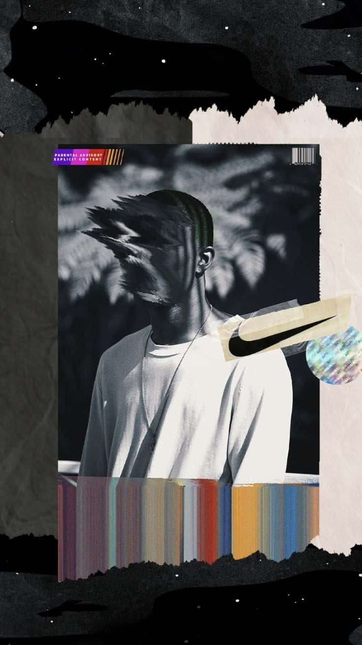 Frank Ocean, monochrome portrait, torn leaf overlay, HD Phone Wallpaper