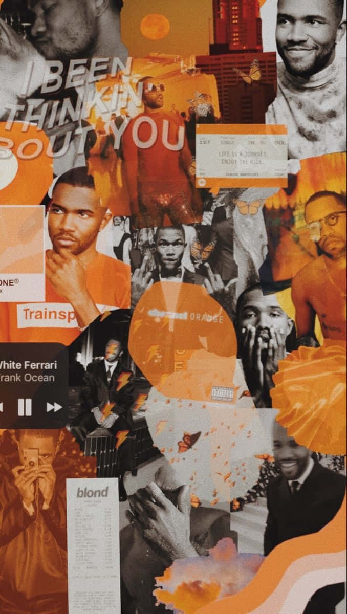 Frank Ocean, multiple faces album covers, vibrant orange, SD Phone Wallpaper