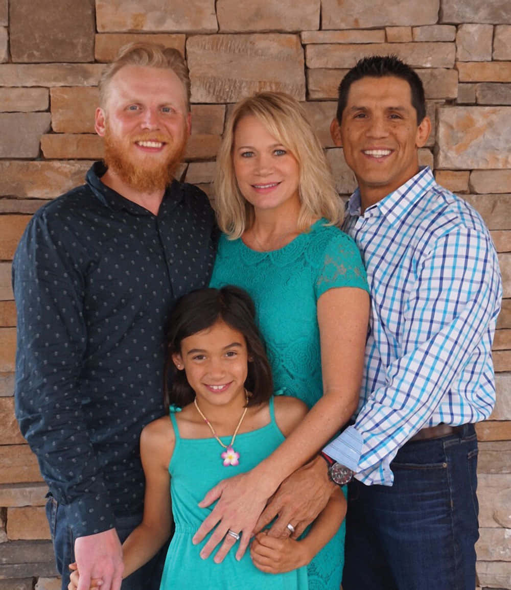 Frank Shamrock, family, textured stone wall, SD Phone Wallpaper