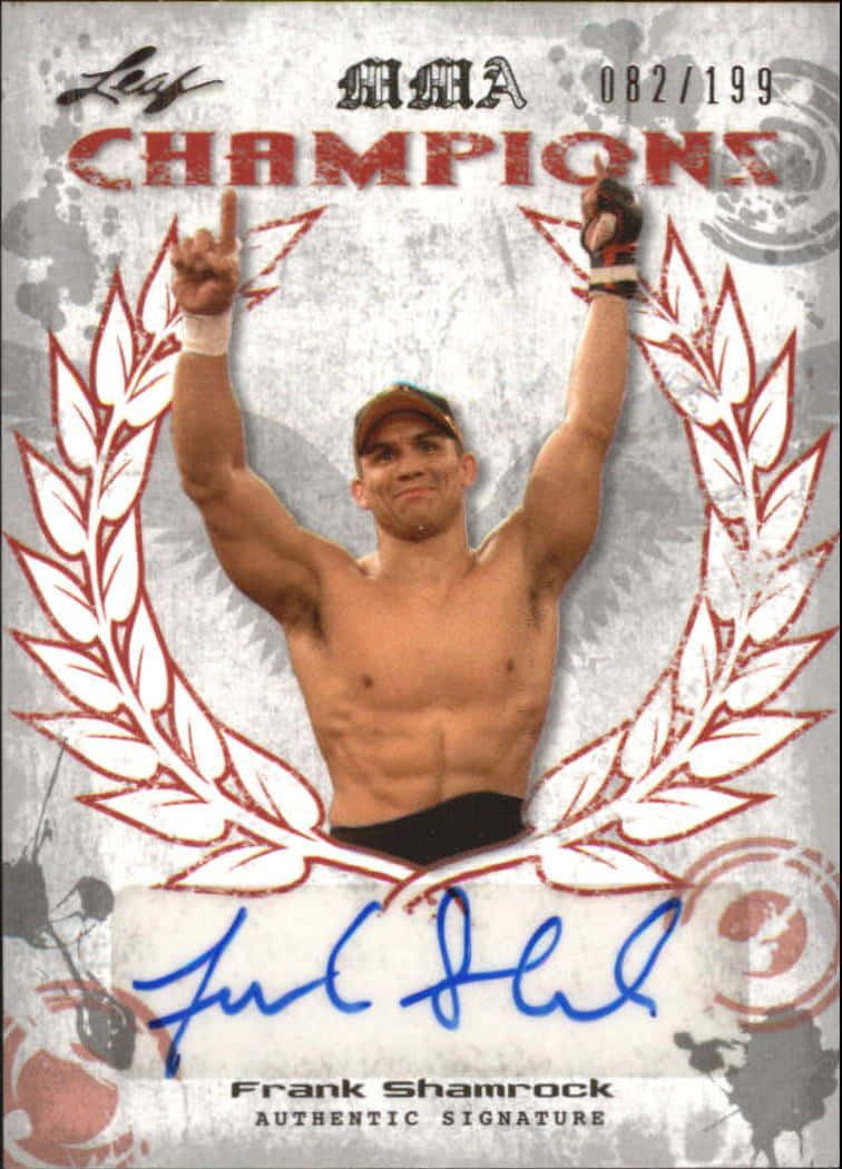 Frank Shamrock, signed trading card, red laurel wreaths, SD Phone Wallpaper
