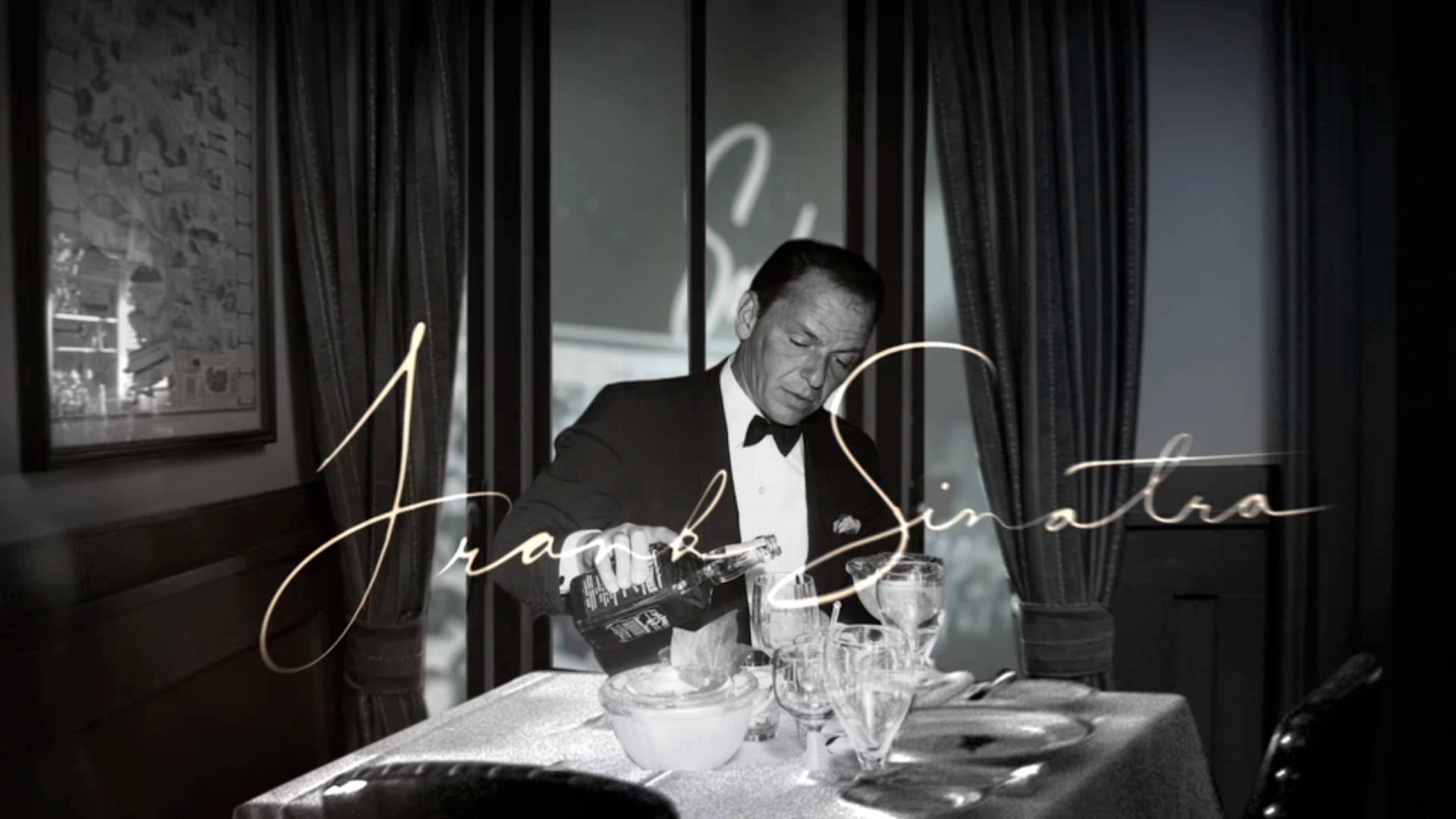 Frank Sinatra, alcohol, glass, Full HD Desktop Wallpaper