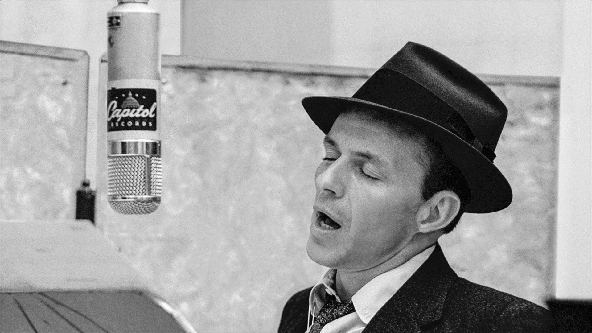 Frank Sinatra, fedora, vintage Capitol Records microphone, Full HD Desktop Wallpaper