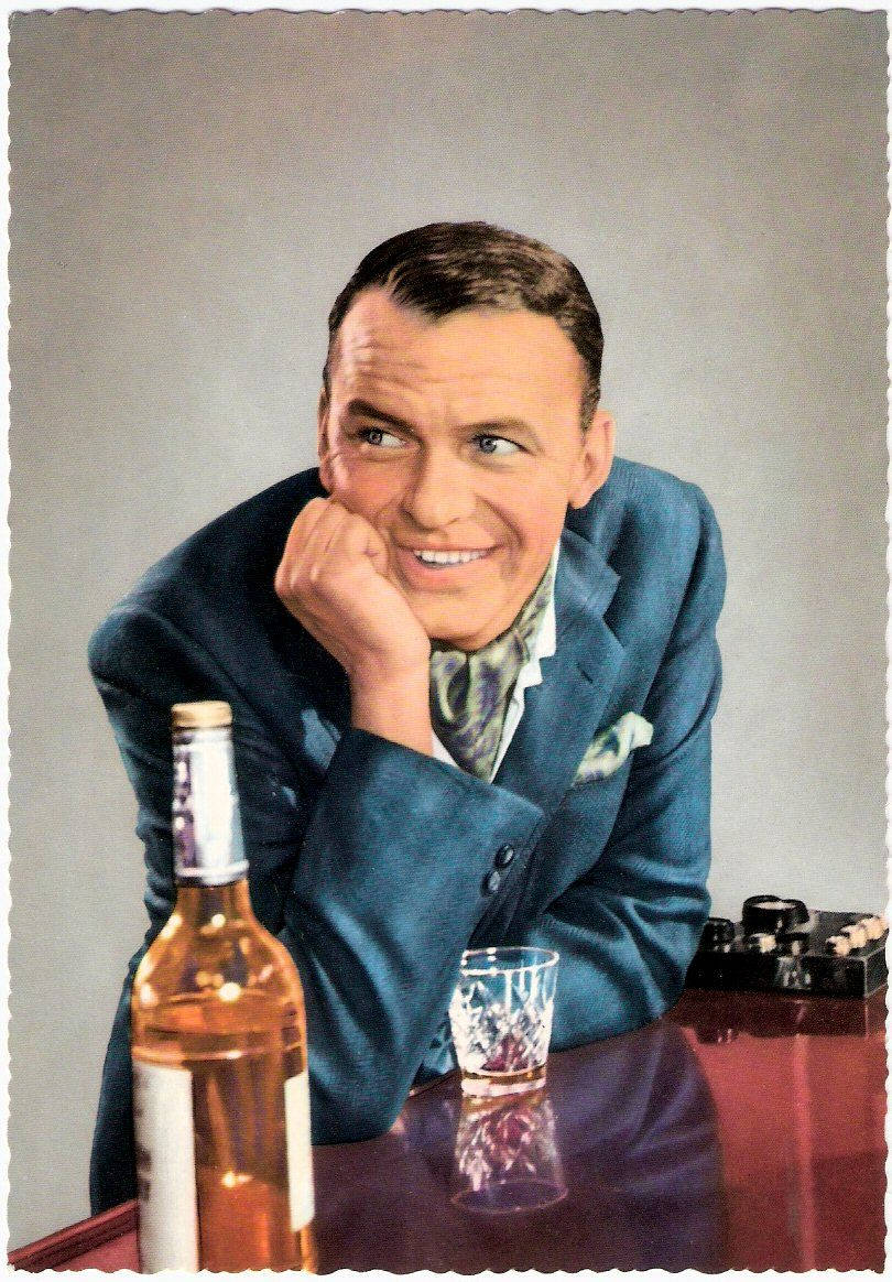 Frank Sinatra, blue suit, table, SD Phone Wallpaper