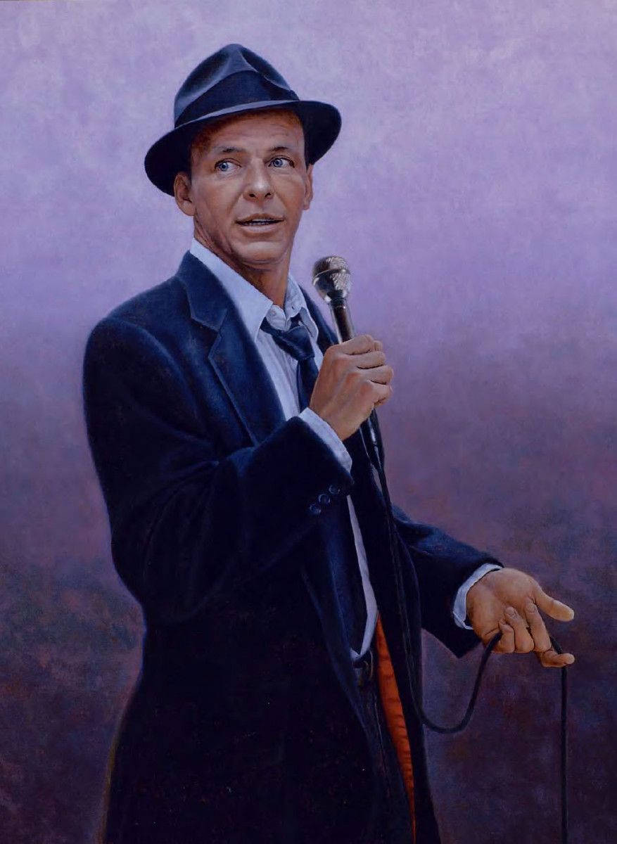 Frank Sinatra, dark suit, fedora, SD Phone Wallpaper