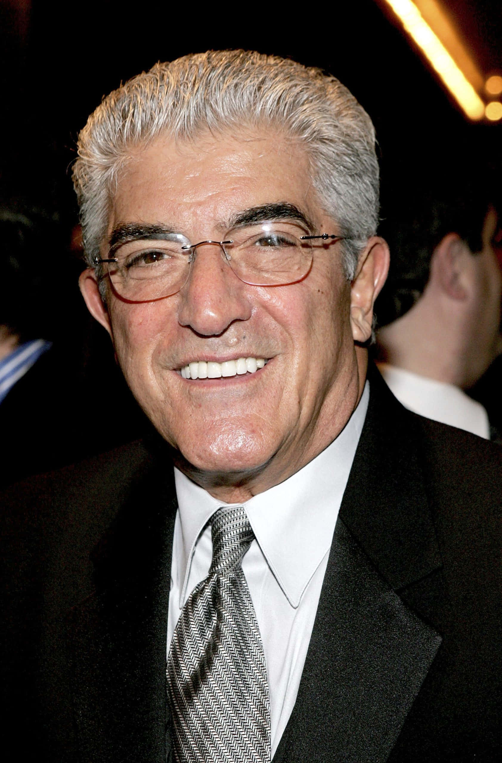 Frank Vincent, black suit, patterned tie, 2K Phone Wallpaper