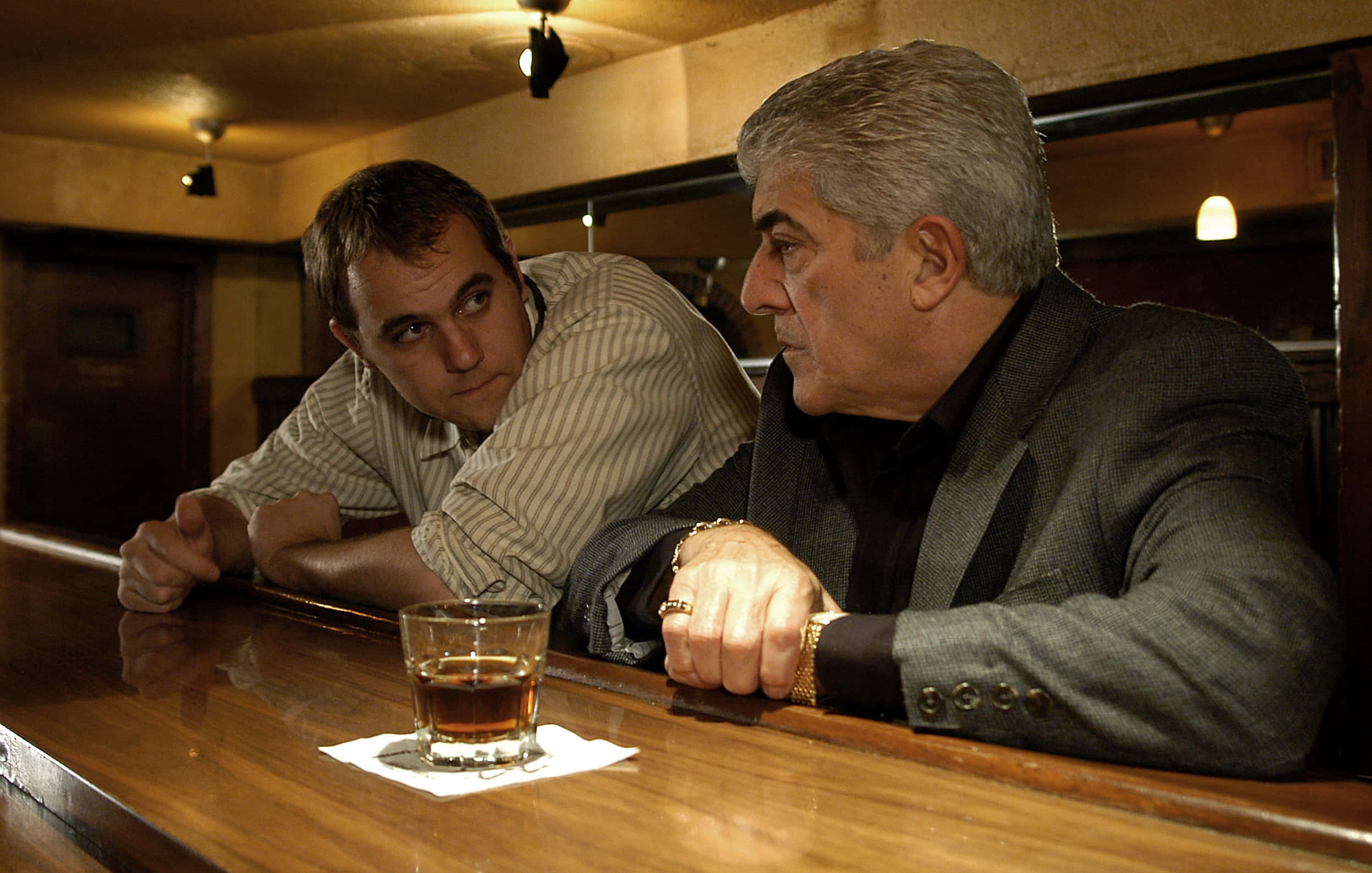 Frank Vincent, polished bar counter, dimly lit pub, Full HD Desktop Wallpaper