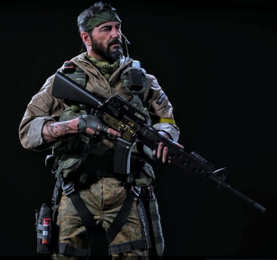 Frank Woods, camouflage gear, rifle, SD Desktop Wallpaper