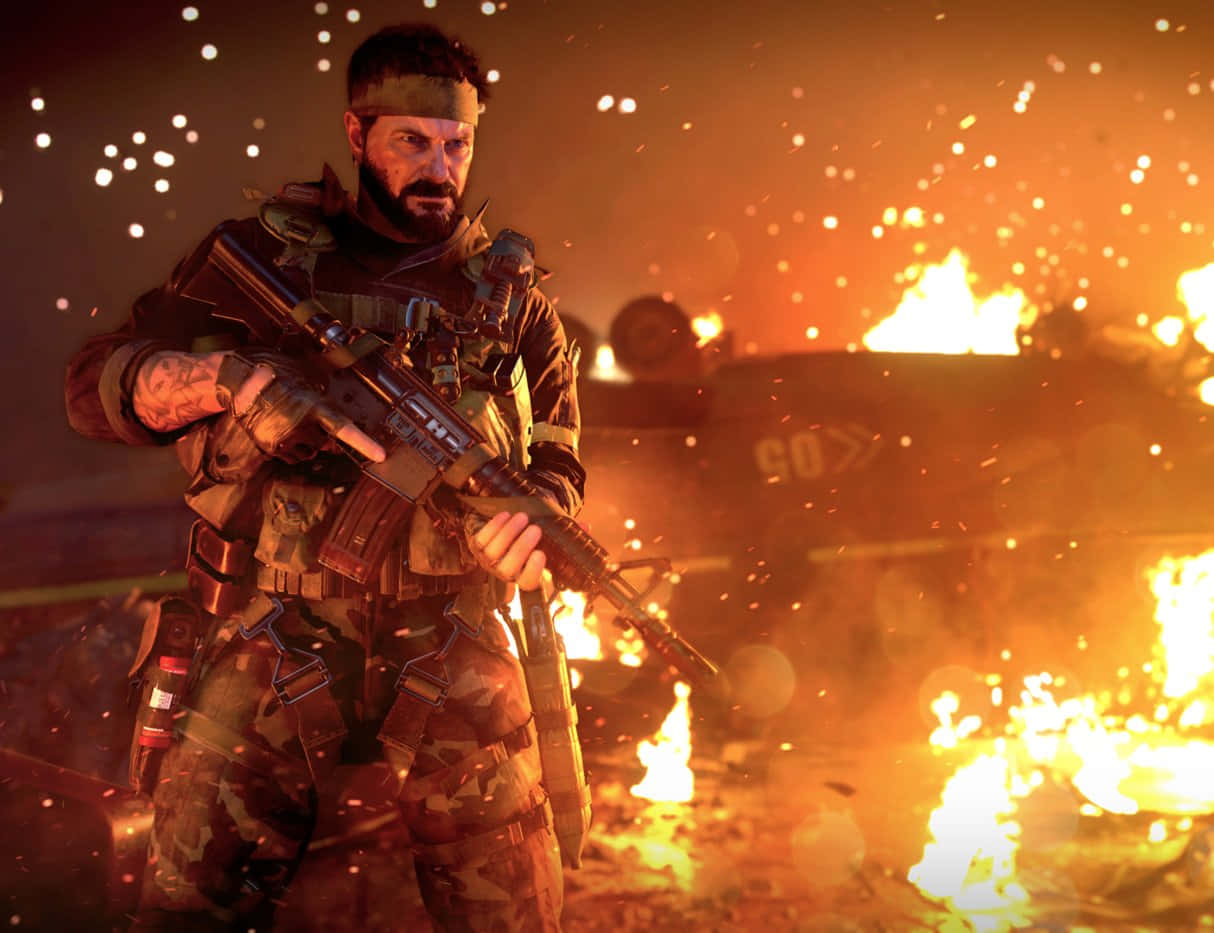 Frank Woods, camouflage gear, rifle, SD Desktop Wallpaper