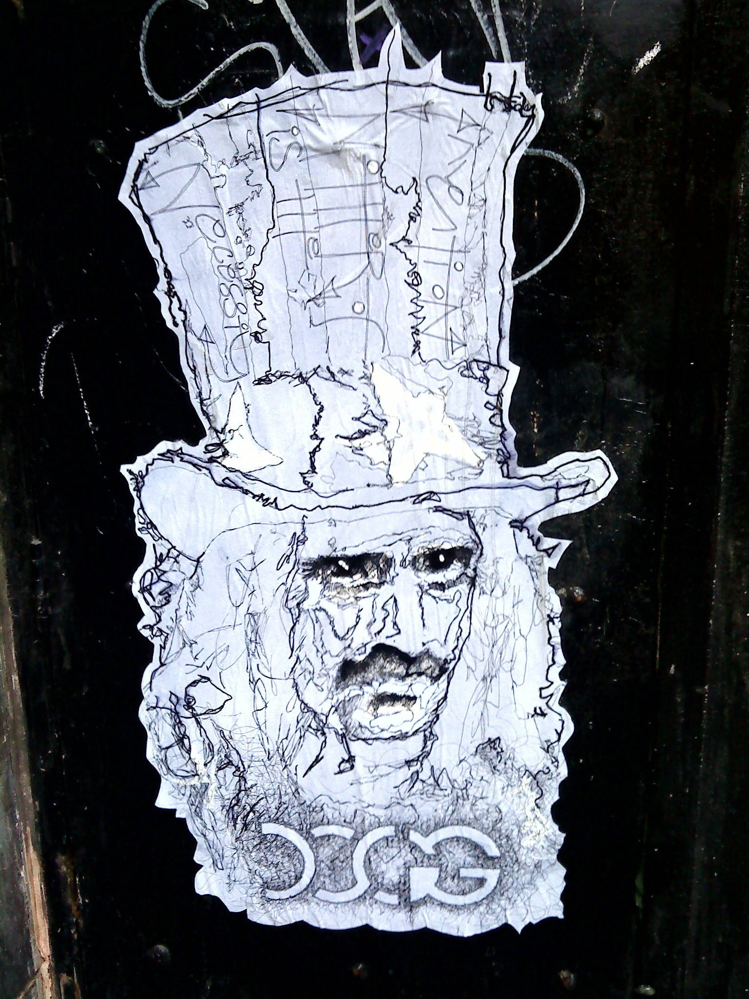 Frank Zappa, ink doodle, top hat, Full HD Phone Wallpaper
