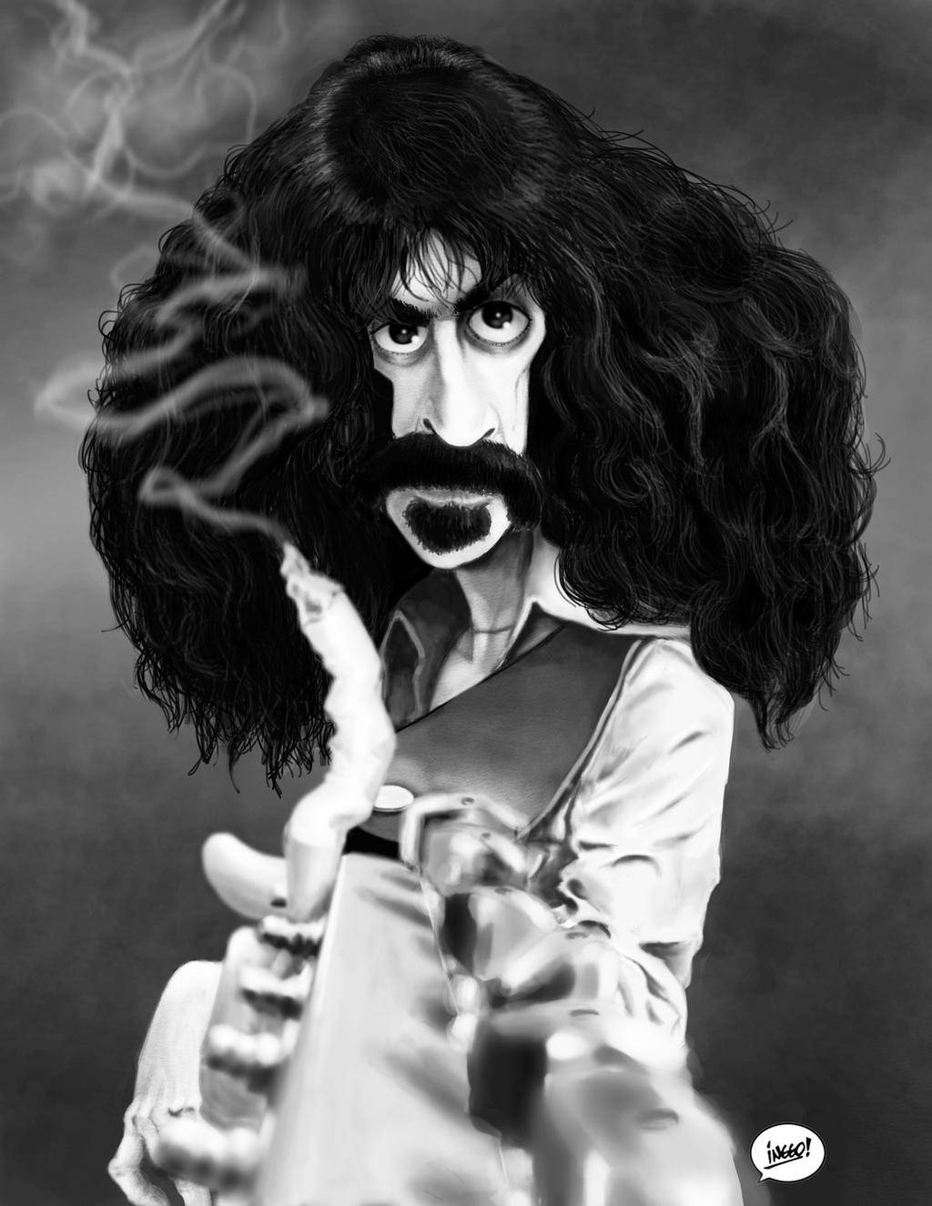 Frank Zappa, black and white portrait, wild hair, HD Phone Wallpaper
