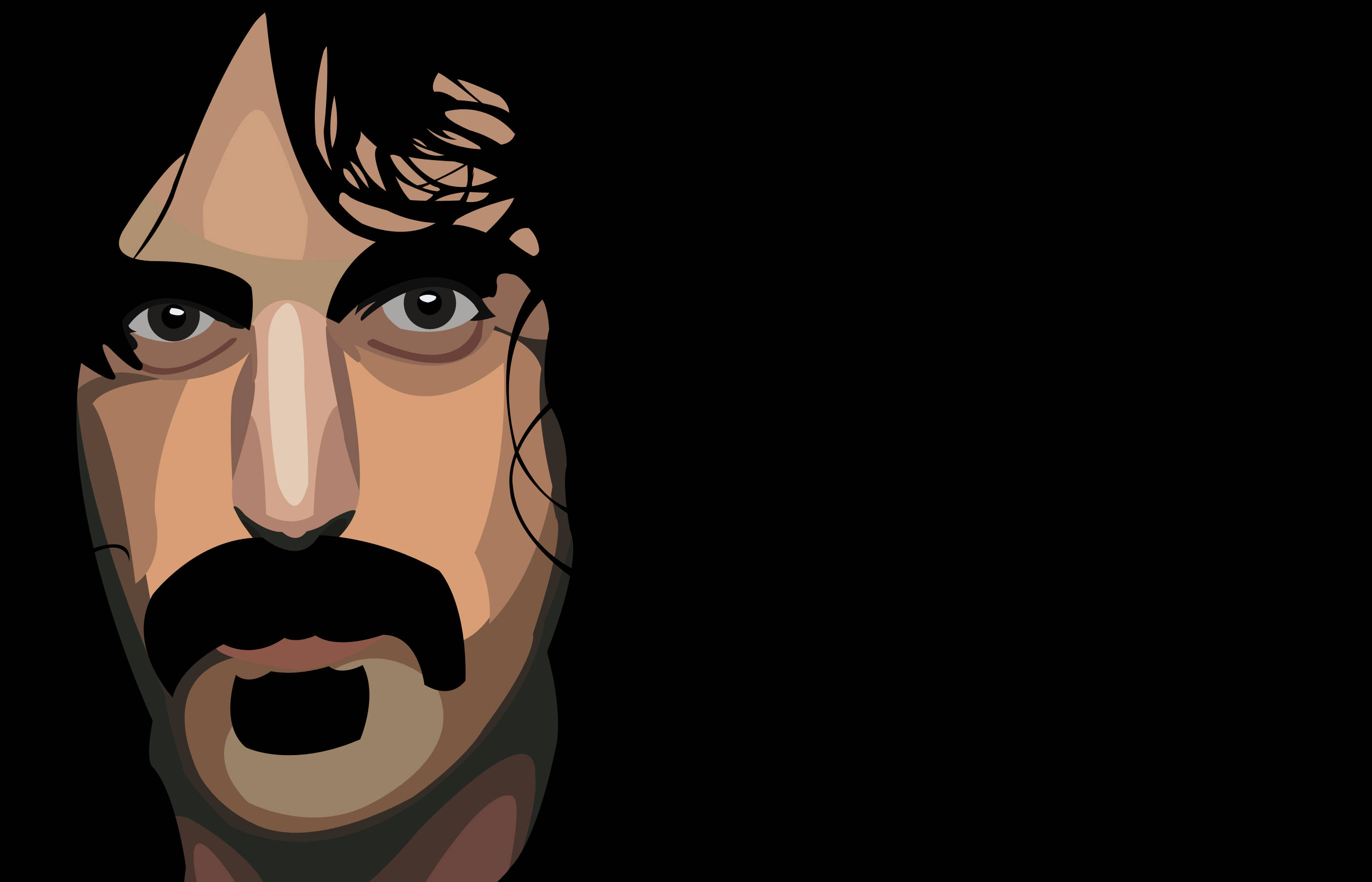 Frank Zappa, vector art, digital-art portrait, 2K Desktop Wallpaper