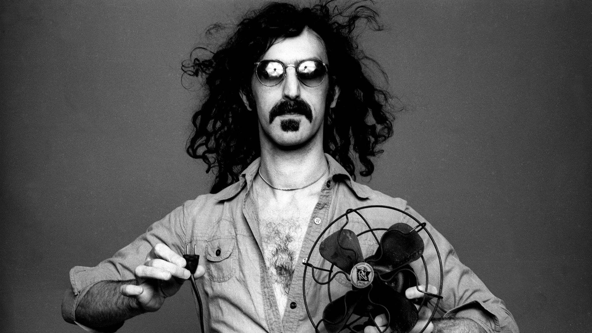 Frank Zappa, black and white portrait, wild hair, Full HD Desktop Wallpaper