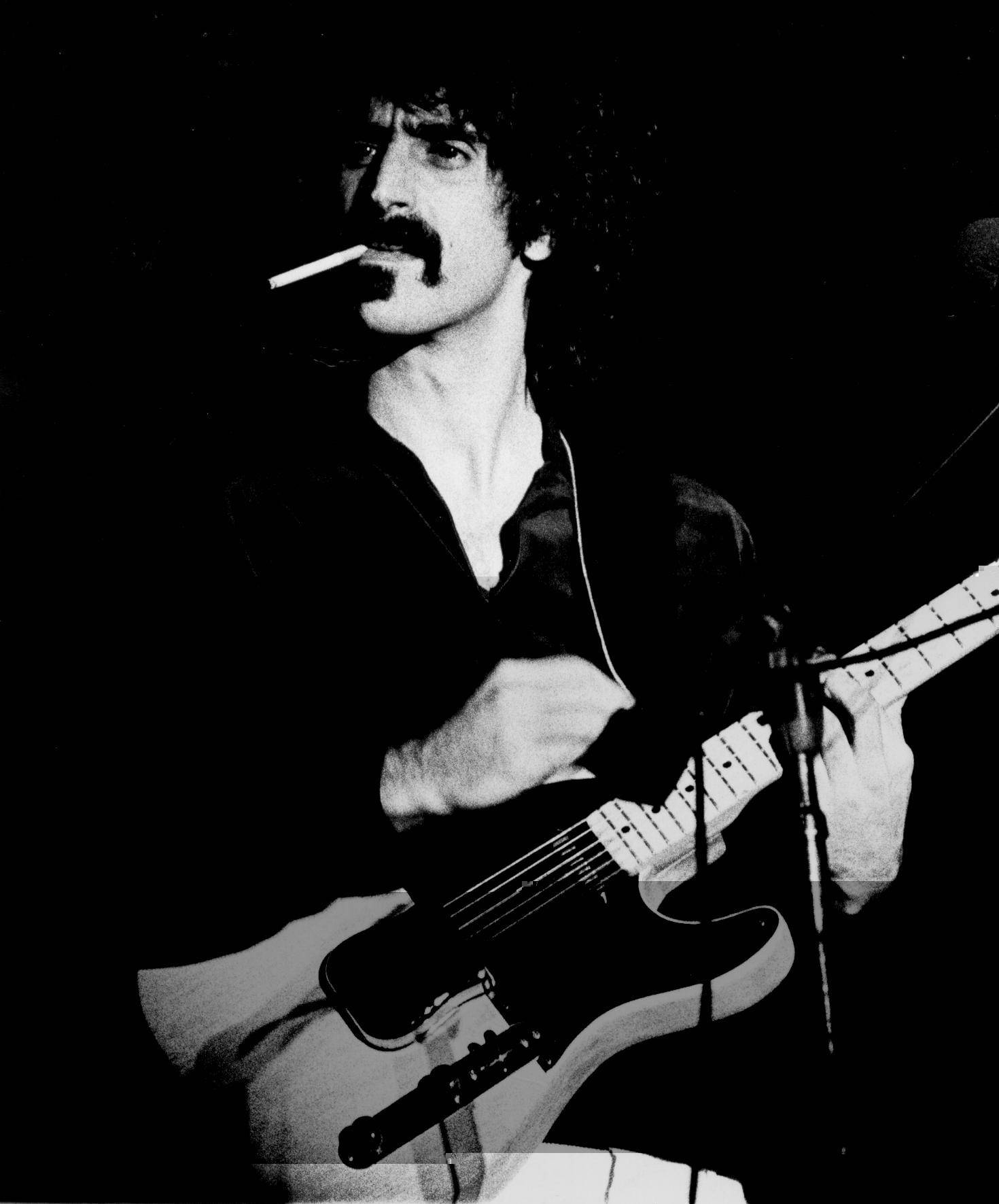 Frank Zappa, electric guitar, black and white photo, HD Phone Wallpaper
