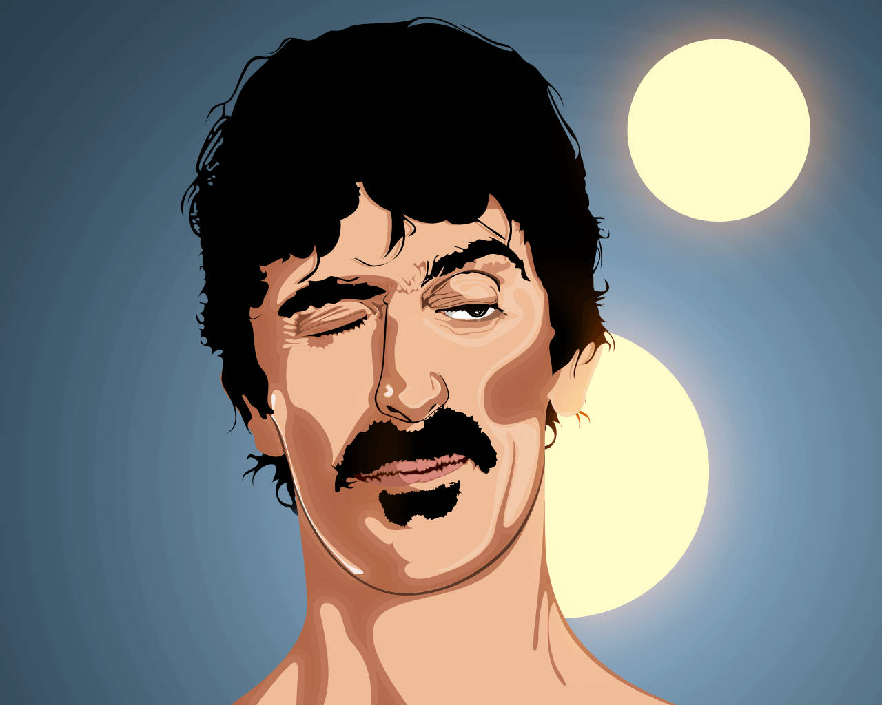 Frank Zappa, wink, blue background, HD Desktop Wallpaper