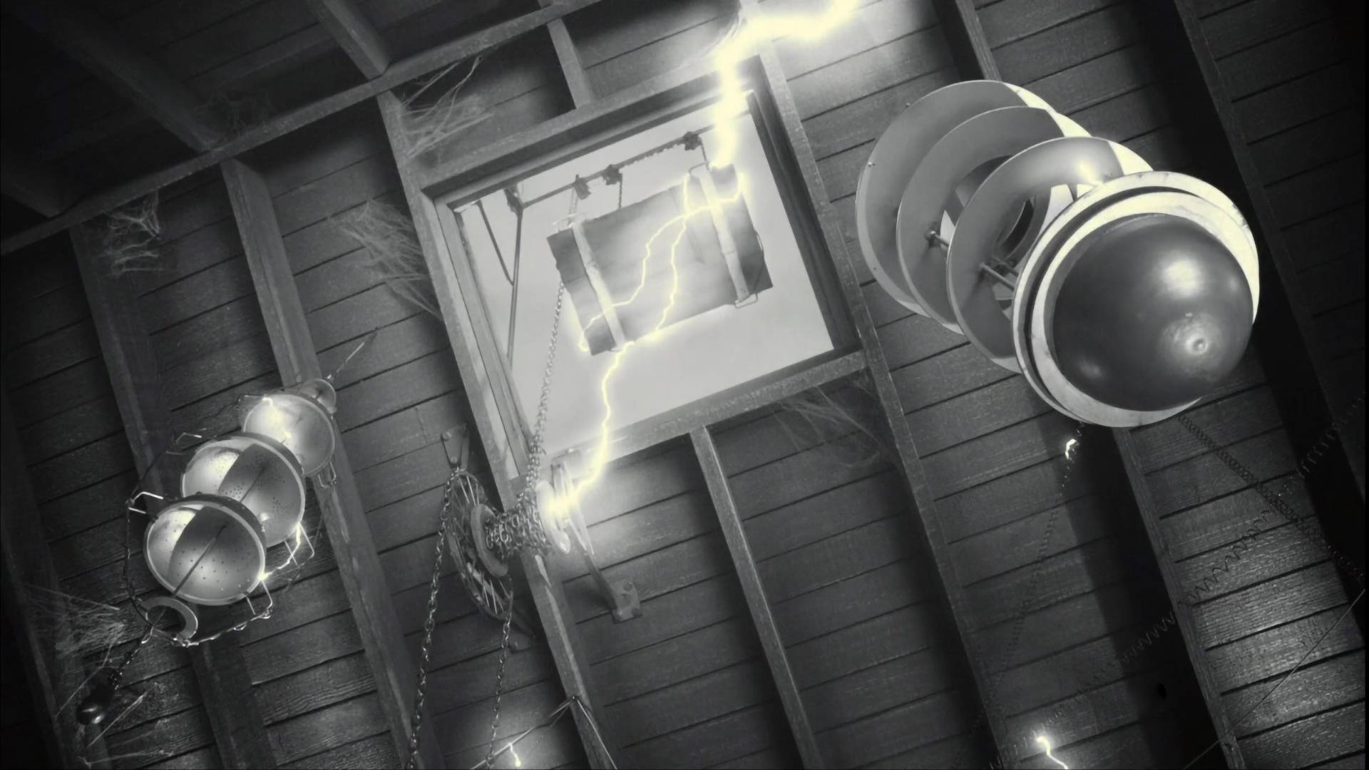 Frankenweenie, lightning, metal spheres, Full HD Desktop Wallpaper