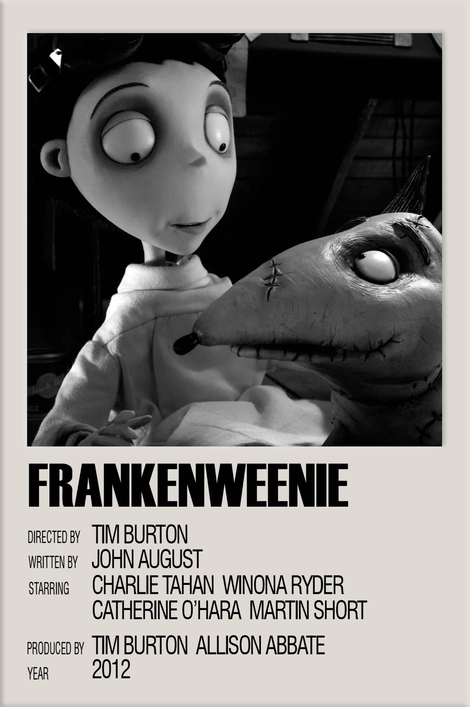 Frankenweenie, minimalist poster, black and white, 2K Phone Wallpaper