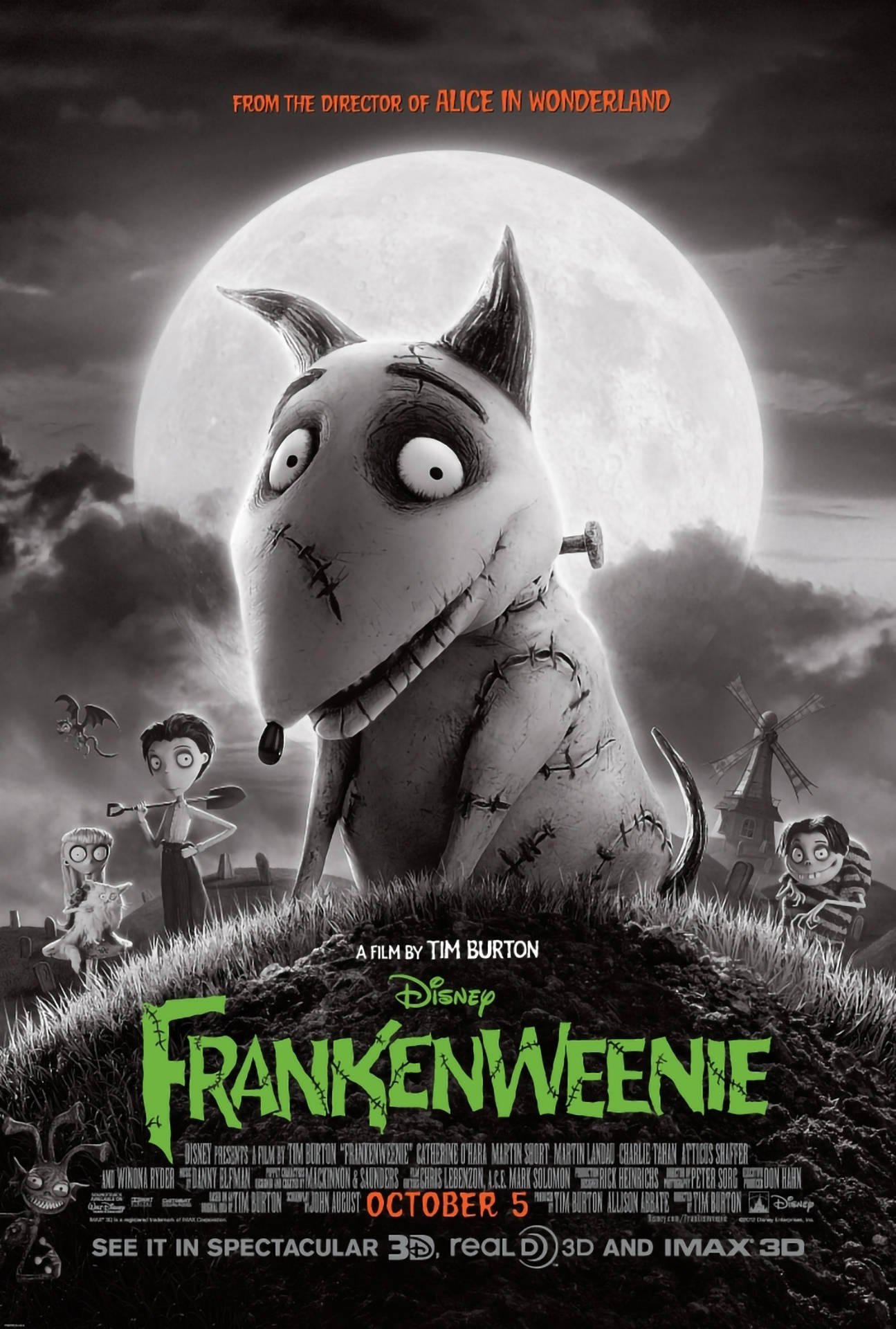 Frankenweenie, movie poster, stitched-up dog, Full HD Phone Wallpaper