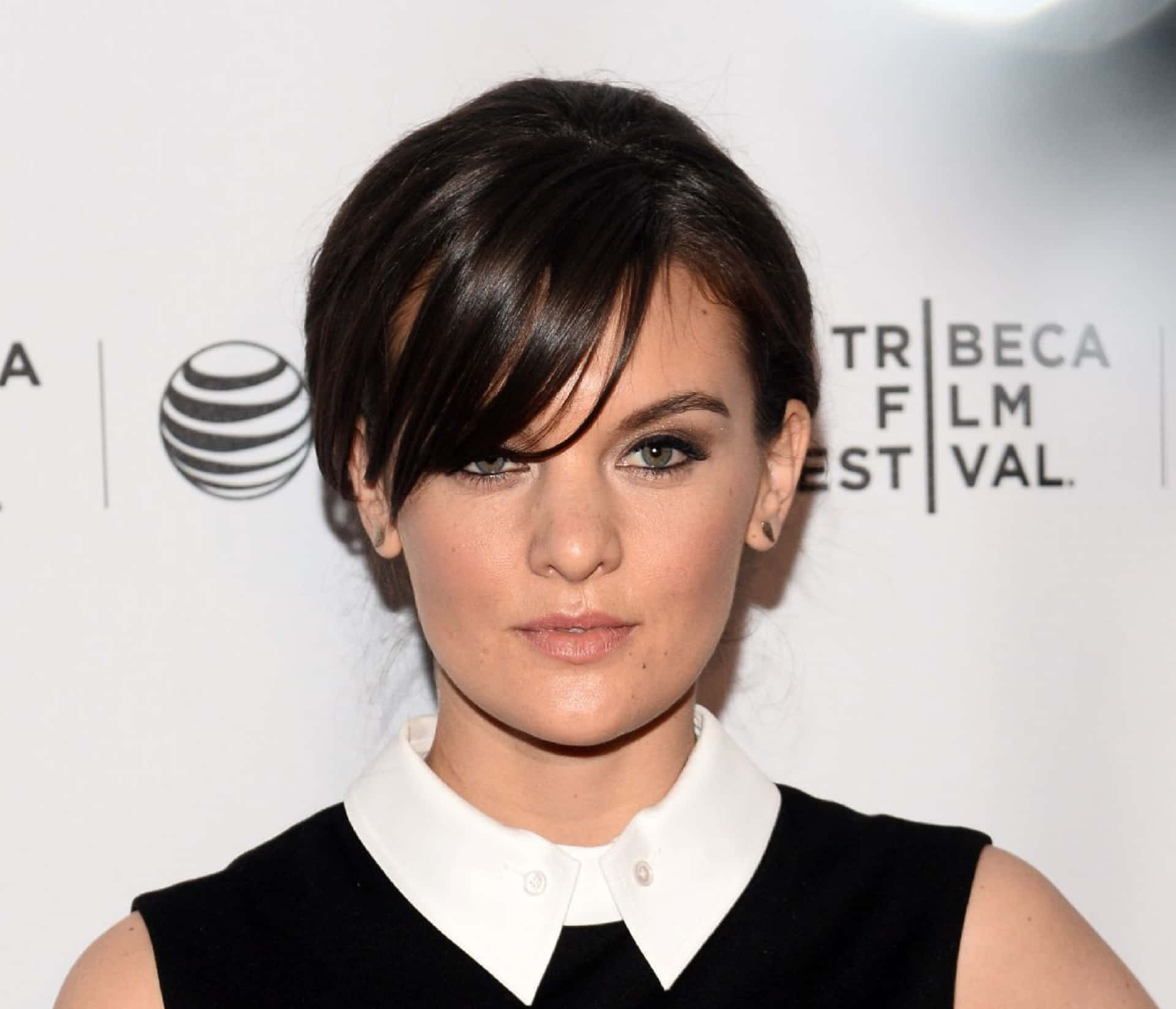 Frankie Shaw, black dress, white collar, Full HD Desktop Wallpaper