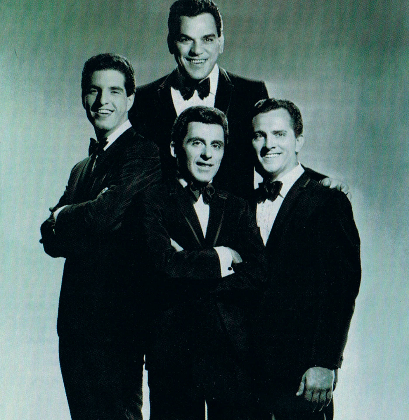 Frankie Valli And The Four Seasons, tuxedos, soft gradient studio backdrop, HD Phone Wallpaper
