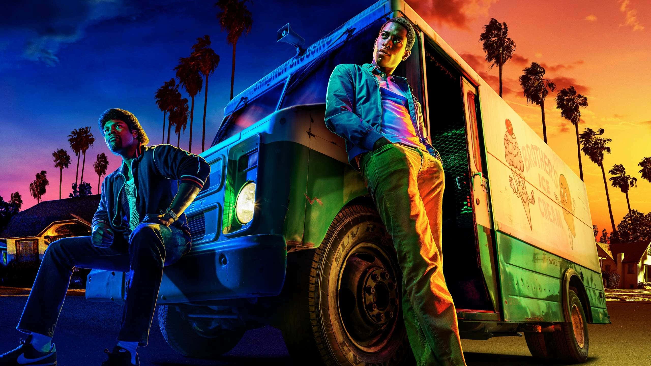 Franklin Saint, ice cream truck, dusk, 2K Desktop Wallpaper