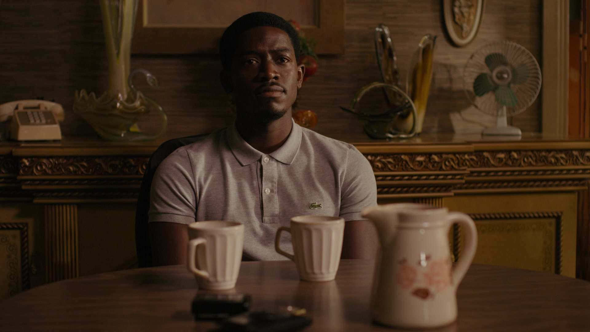 Franklin Saint, light polo shirt, wooden table, Full HD Desktop Wallpaper