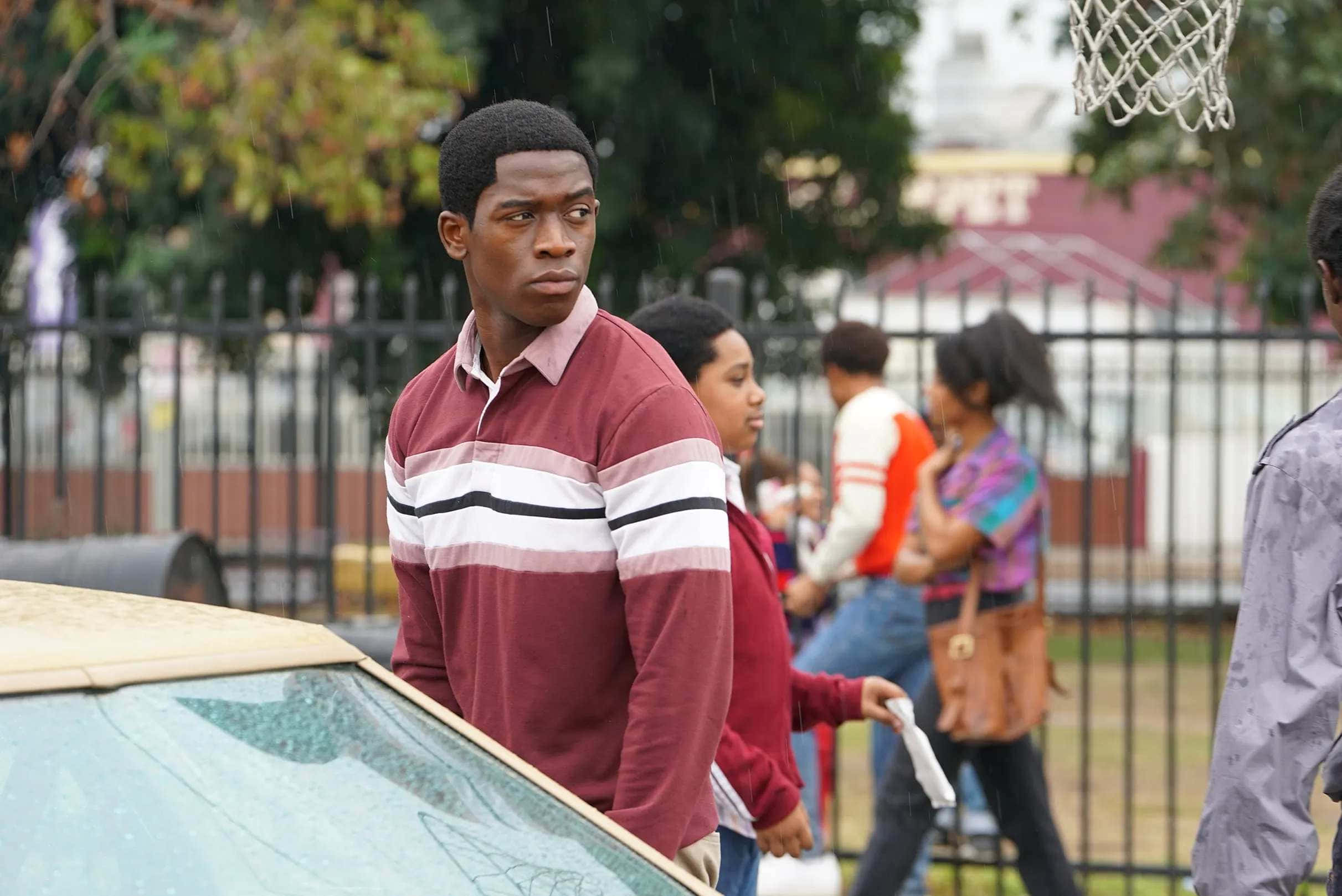 Franklin Saint, maroon striped polo, rain, Full HD Desktop Wallpaper