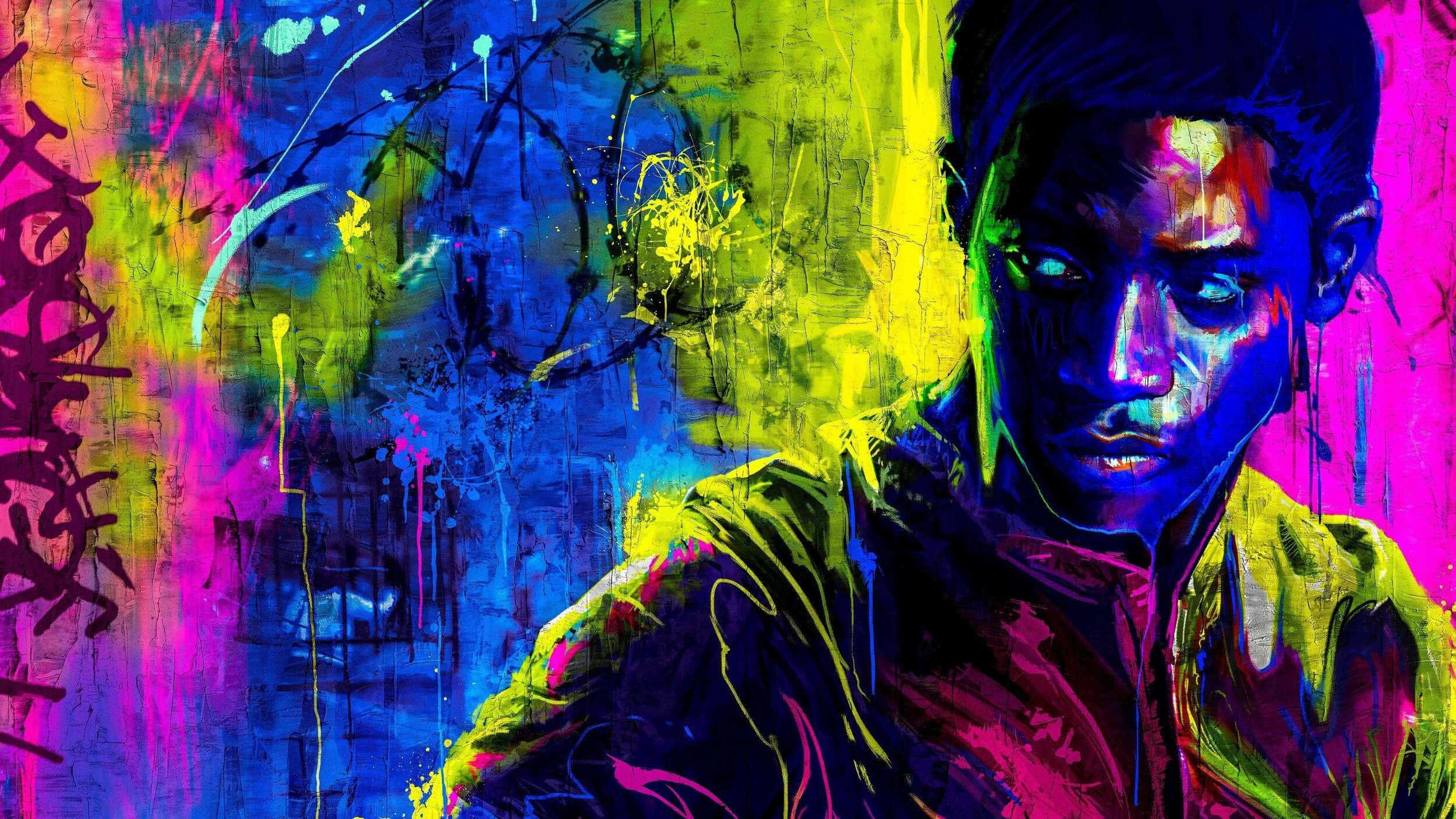Franklin Saint, neon blues, pinks, Full HD Desktop Wallpaper