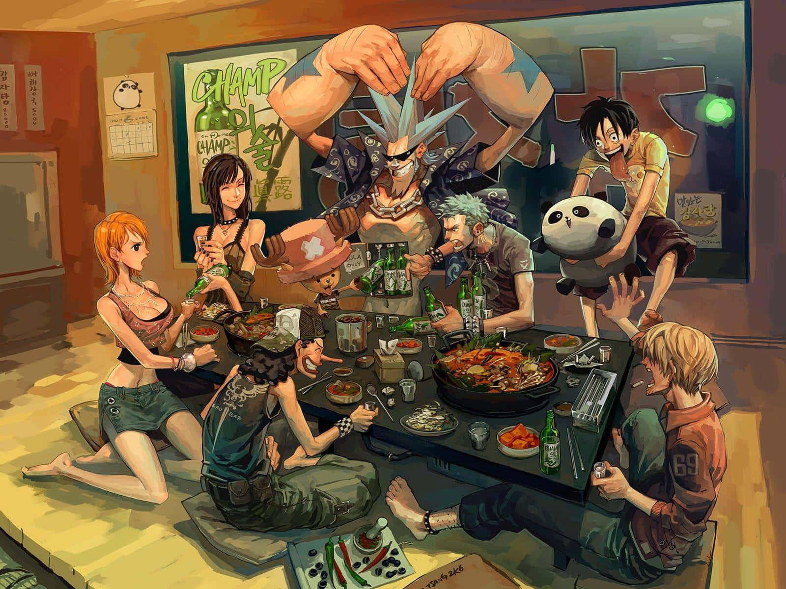 Franky, anime group, Korean barbecue, HD Desktop Wallpaper