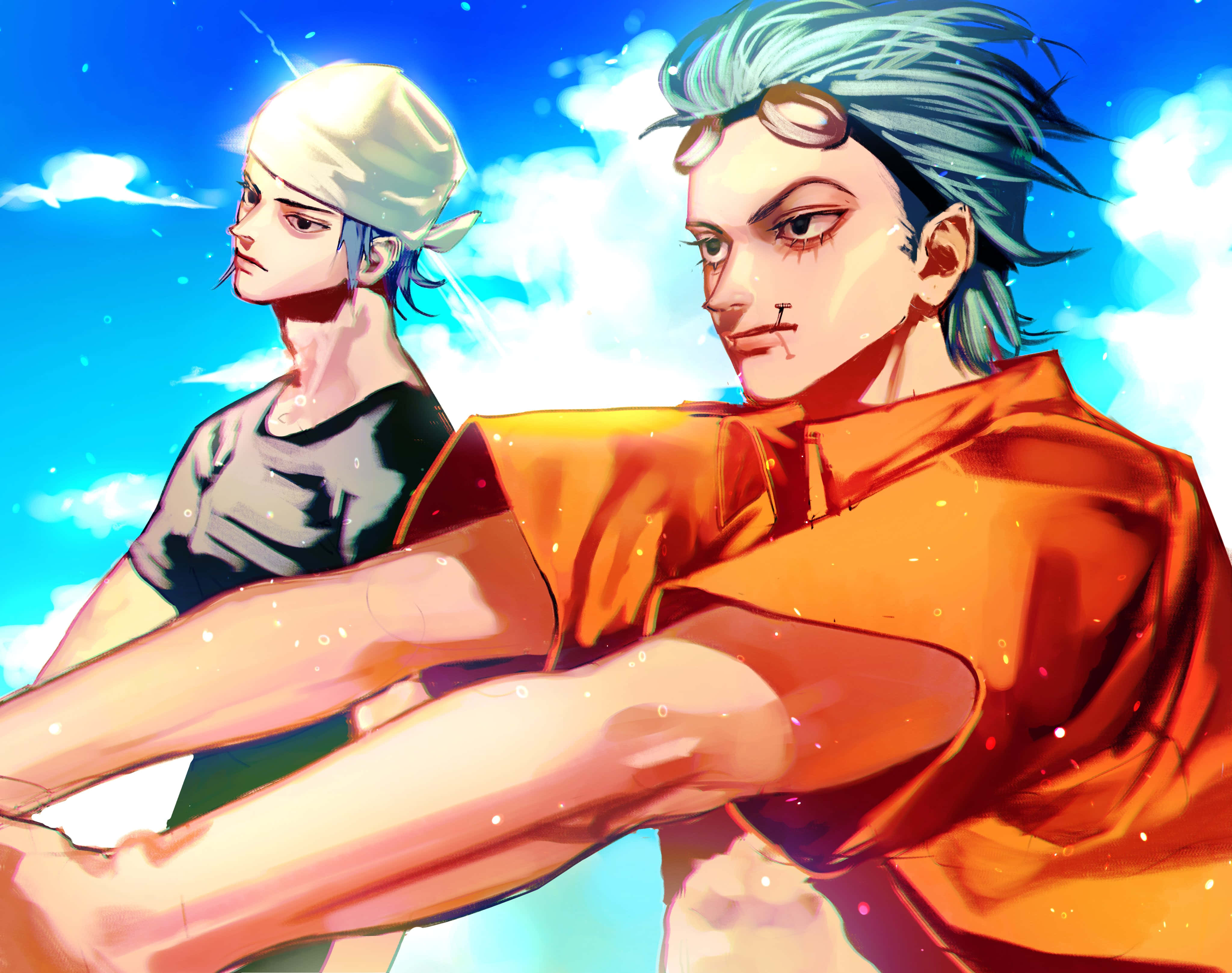 Franky, blue hair, intense expressions, 4K Desktop Wallpaper