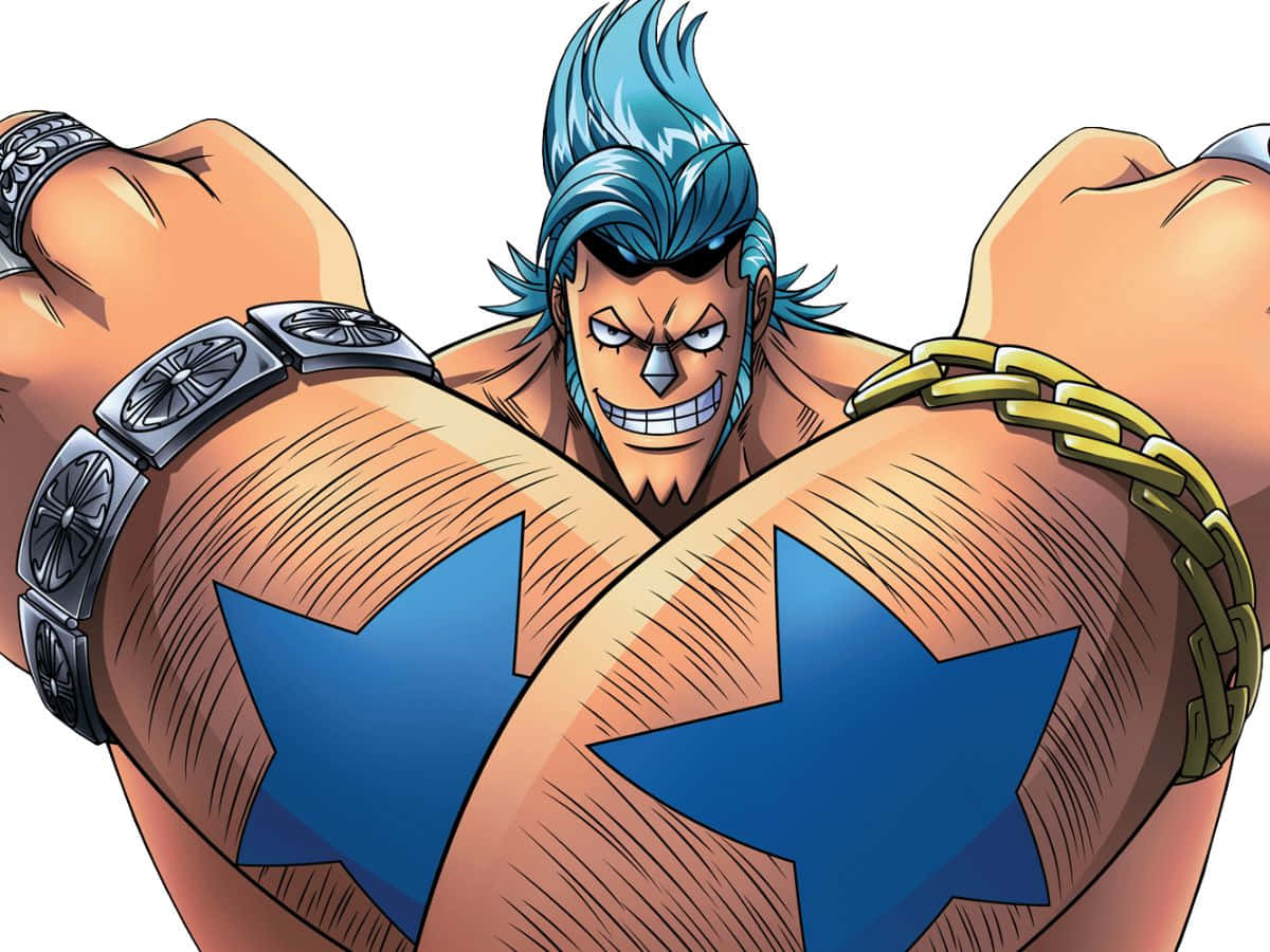 Franky, blue spiky hair, star tattoos, SD Desktop Wallpaper