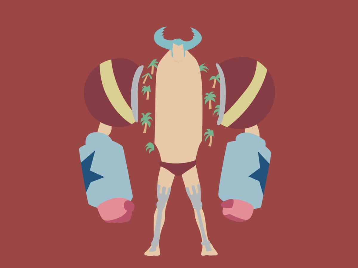 Franky, blue horns, palm tree decorations, SD Desktop Wallpaper
