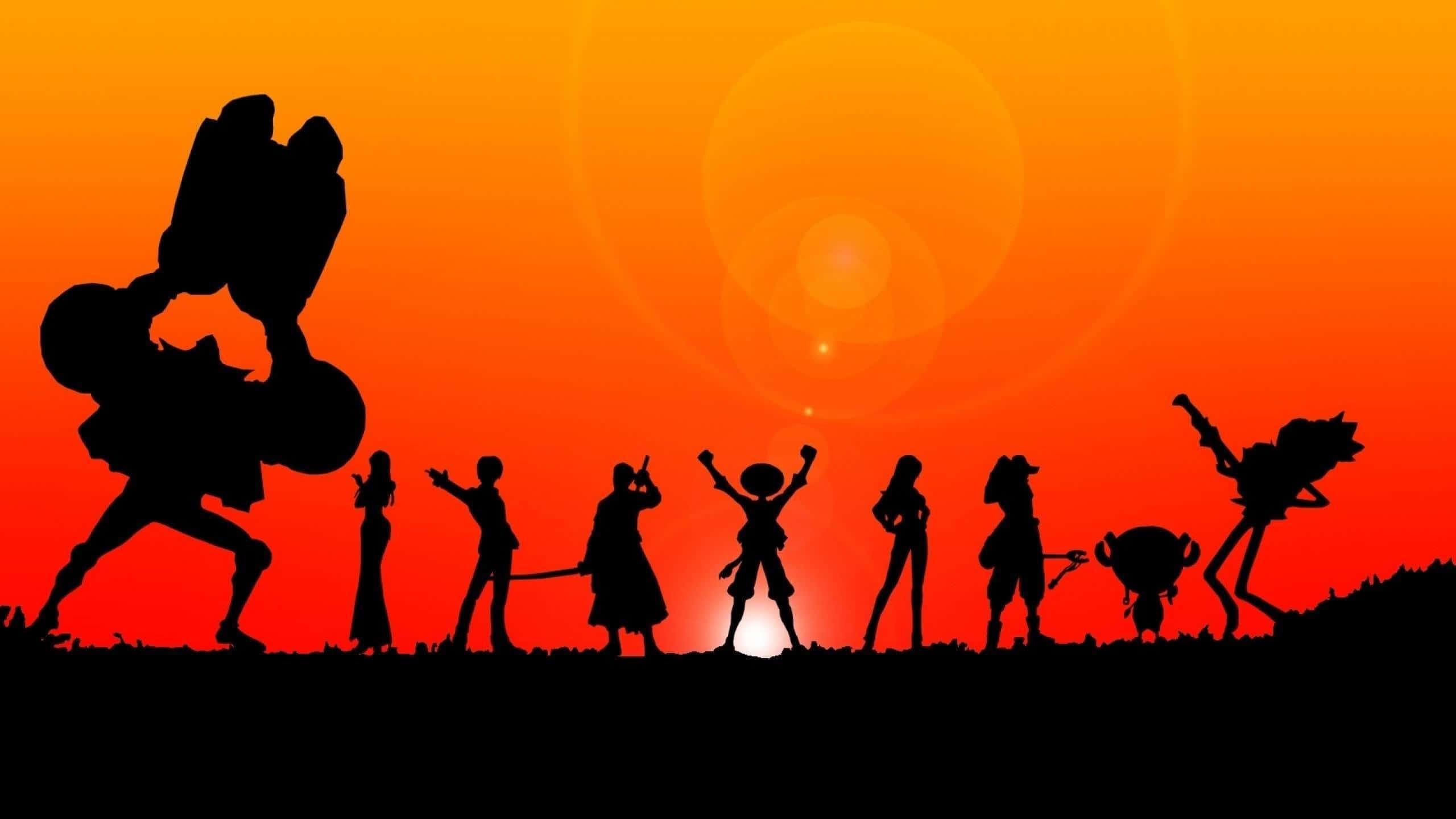 Franky, anime characters, fiery orange sunset, 2K Desktop Wallpaper