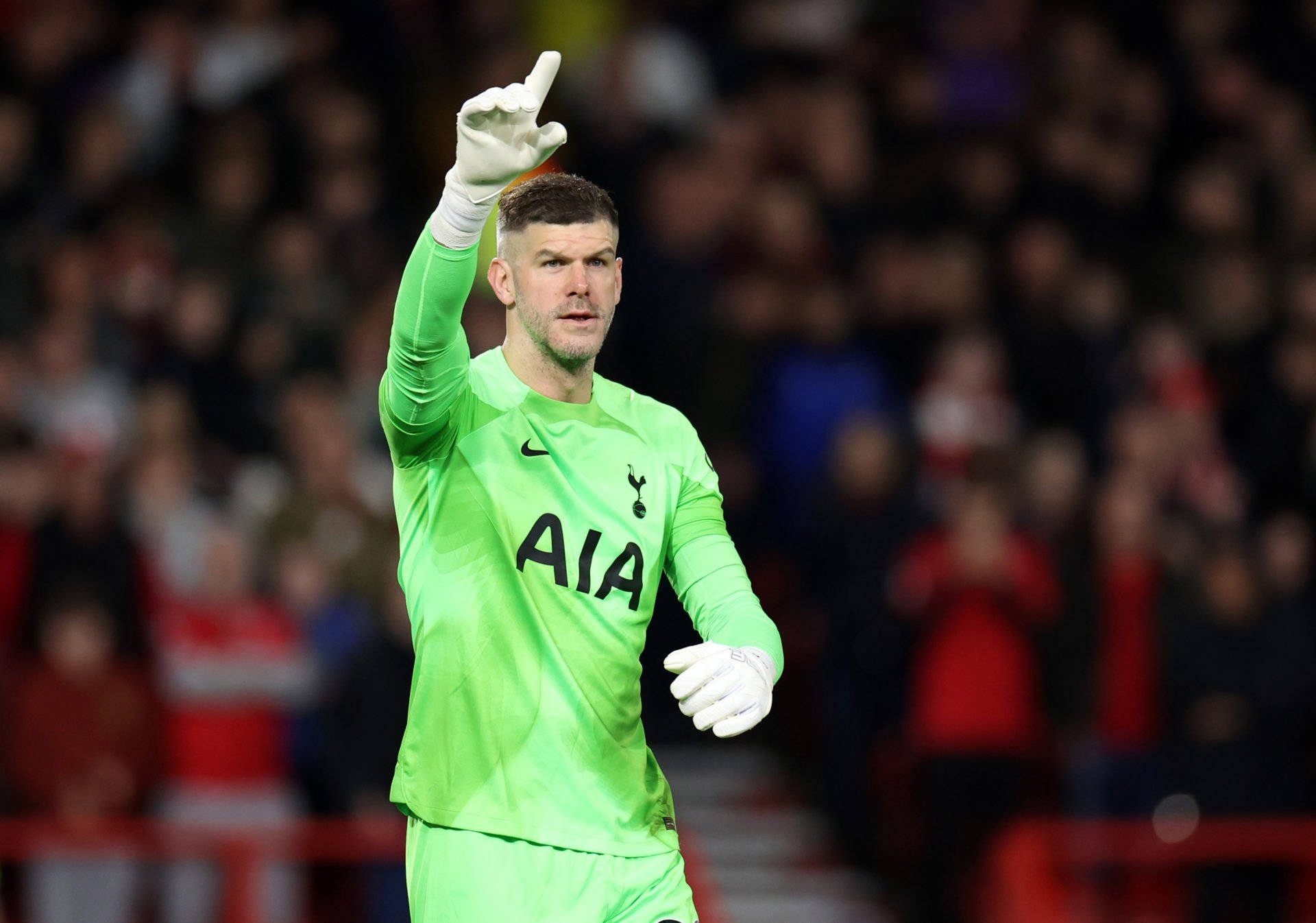 Fraser Forster, bright green kit, gloved hand, Full HD Desktop Wallpaper
