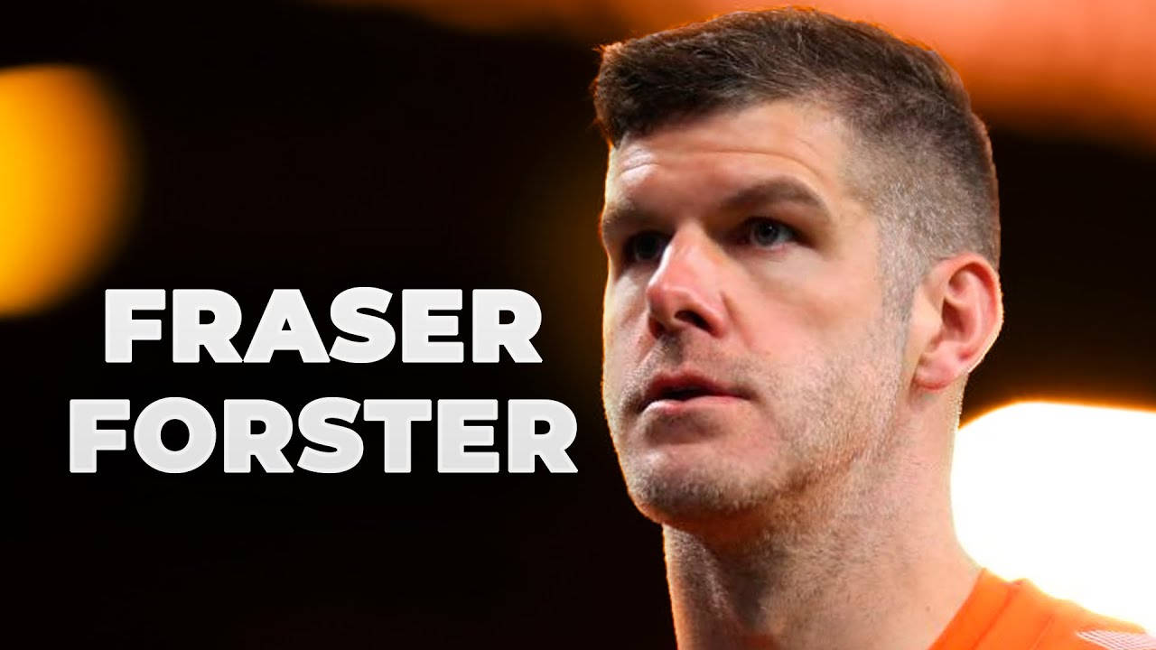 Fraser Forster, orange jersey, blurred stadium lights, HD Desktop Wallpaper