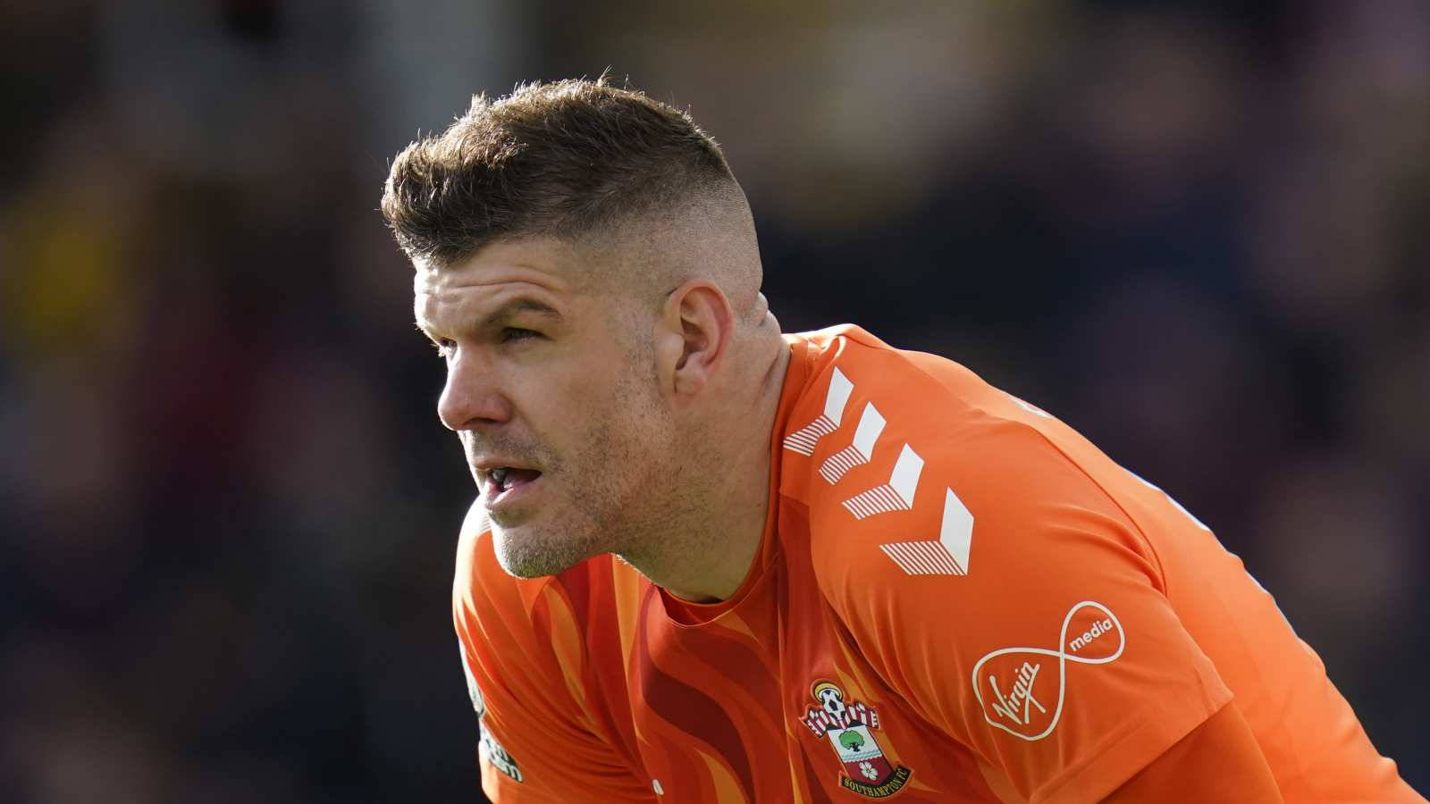 Fraser Forster, orange jersey, soccer goalkeeper, HD Desktop Wallpaper