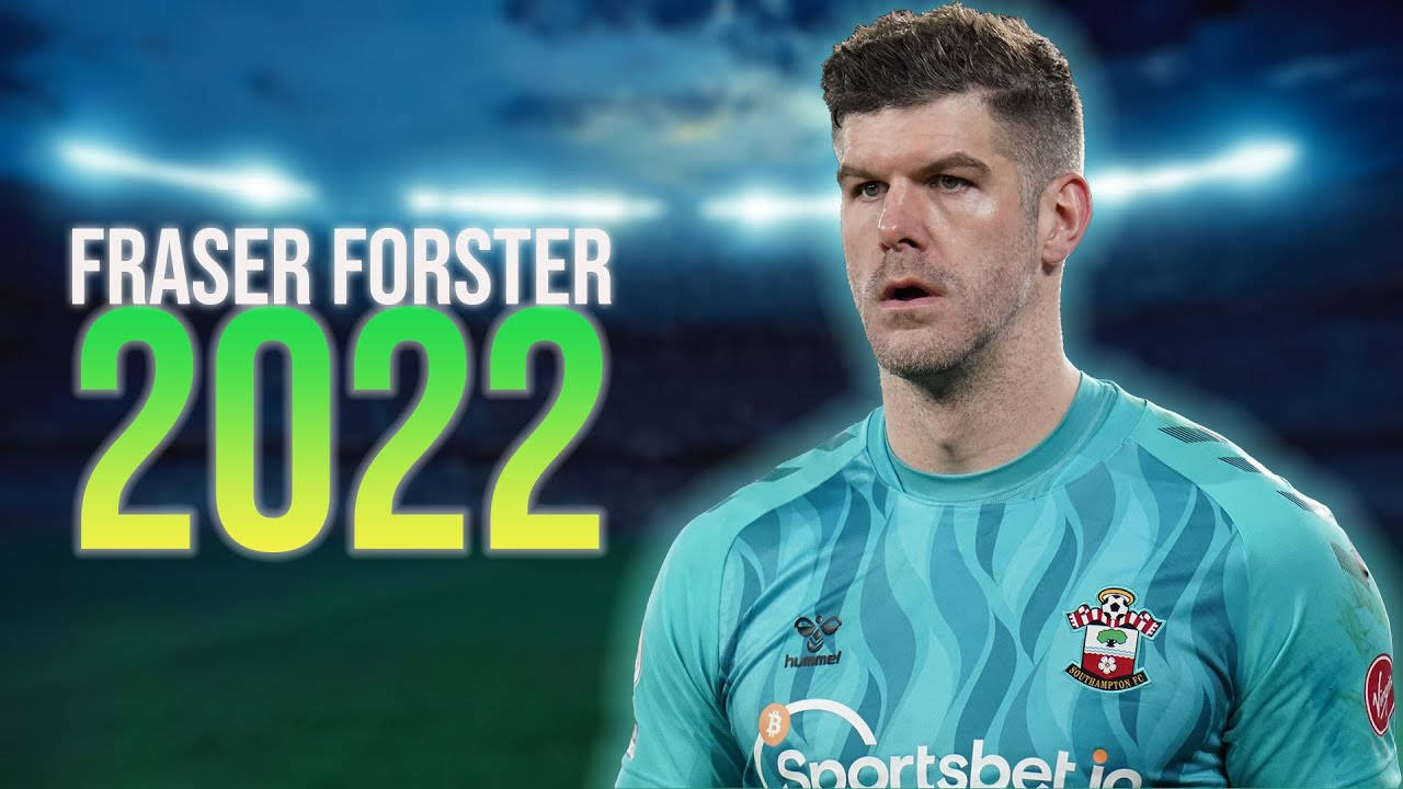 Fraser Forster, teal 2022 jersey, stadium floodlight backdrop, HD Desktop Wallpaper