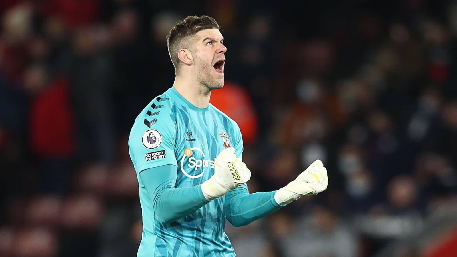 Fraser Forster, teal jersey, stadium lights, HD Desktop Wallpaper