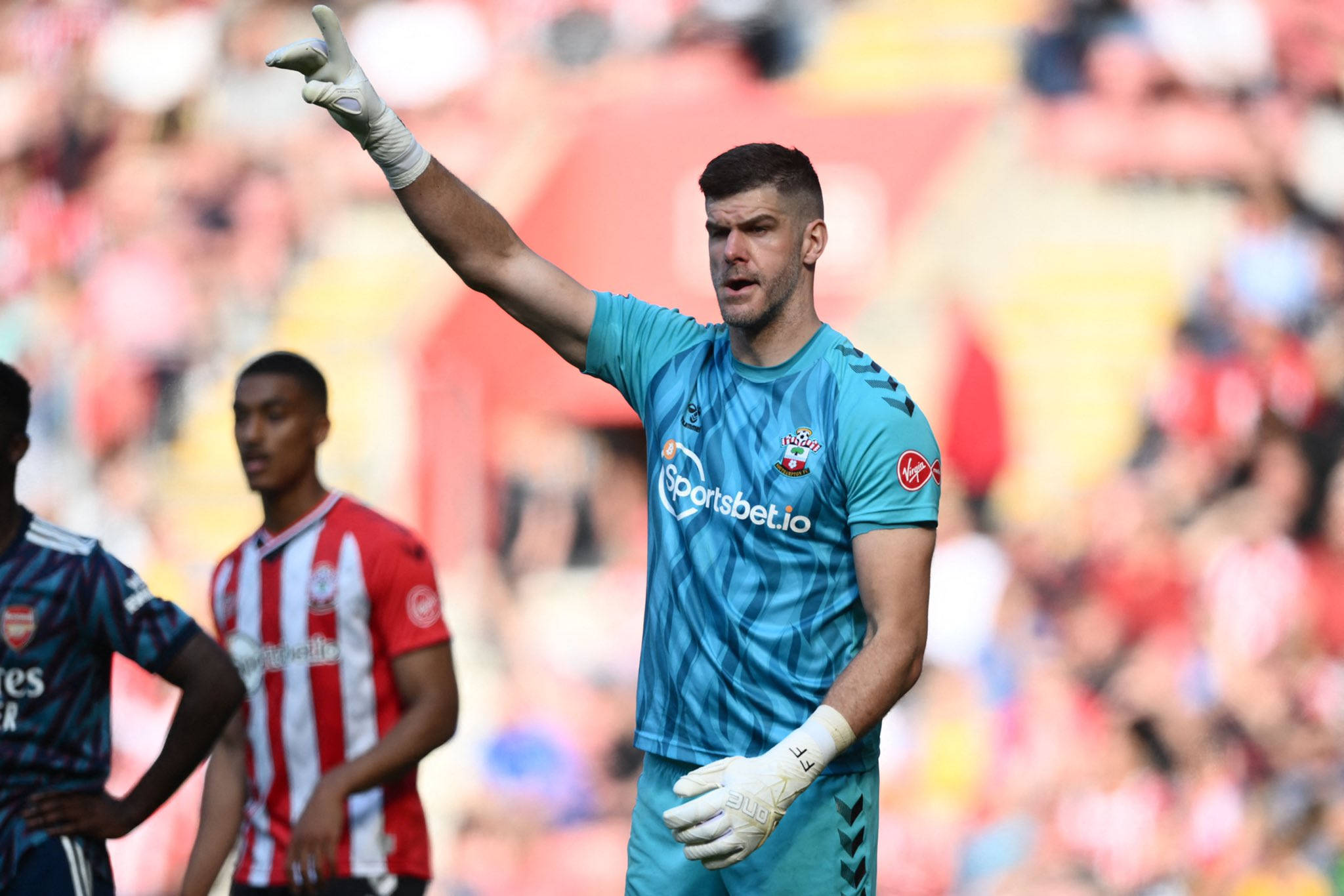 Fraser Forster, blue kit, daytime match, Full HD Desktop Wallpaper