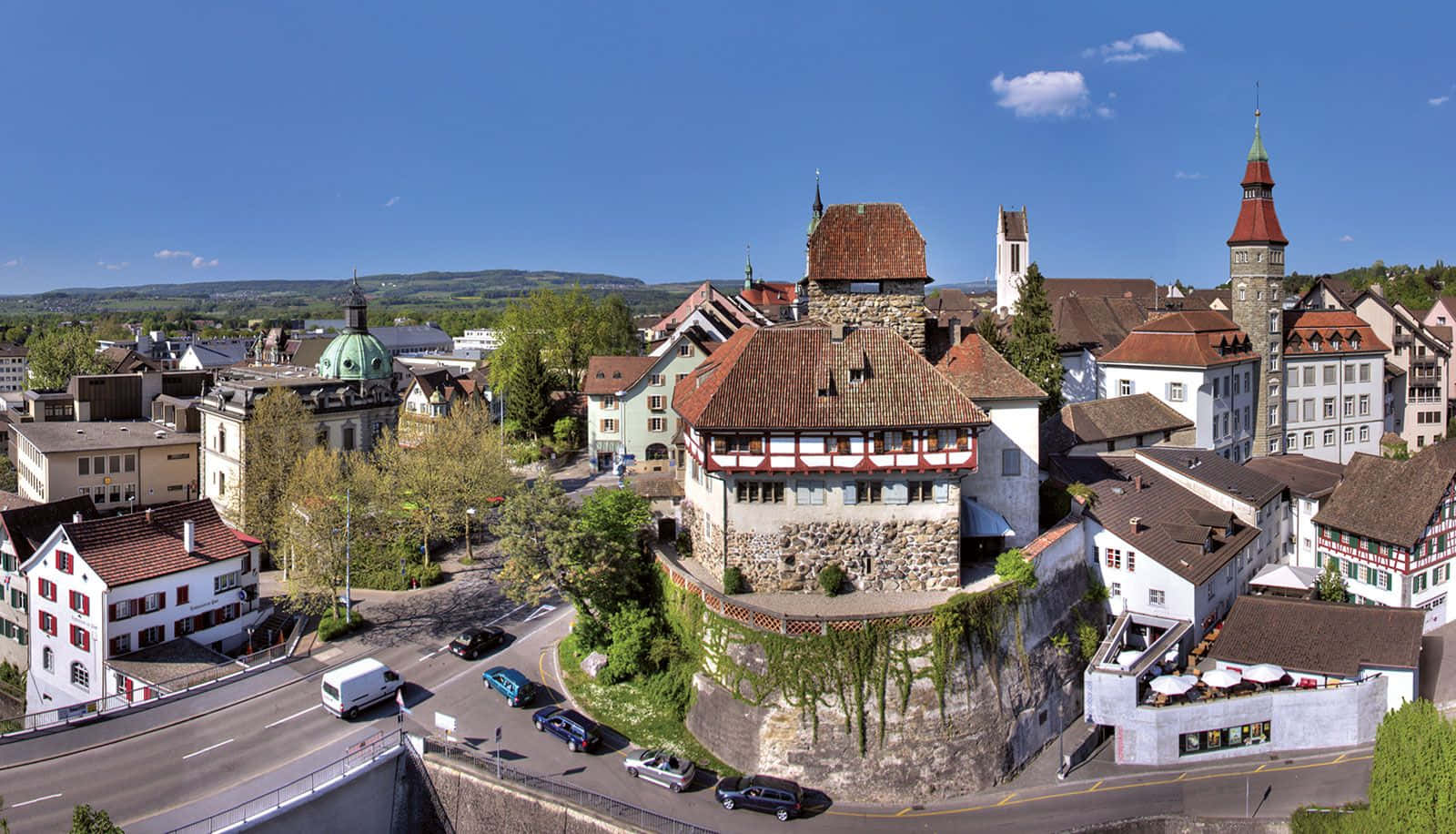 Frauenfeld, historic European town, stone castle walls, HD Desktop Wallpaper