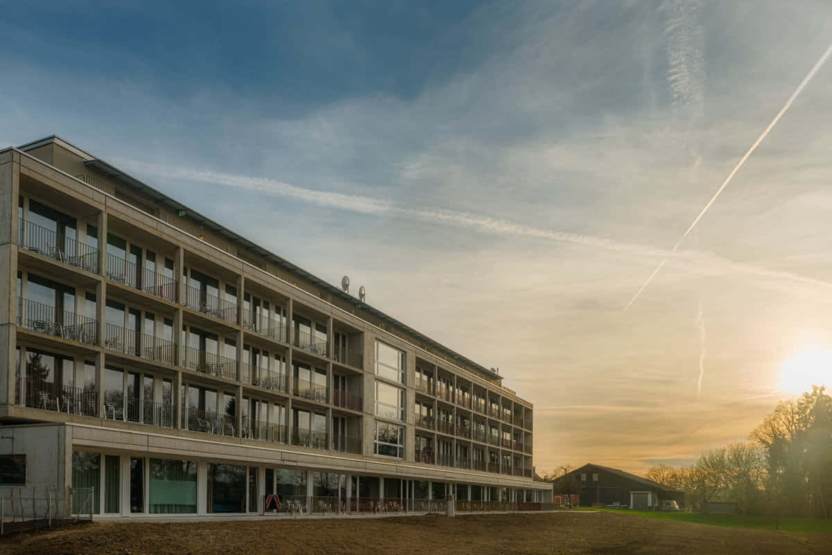 Frauenfeld, sunset, modern building, SD Desktop Wallpaper