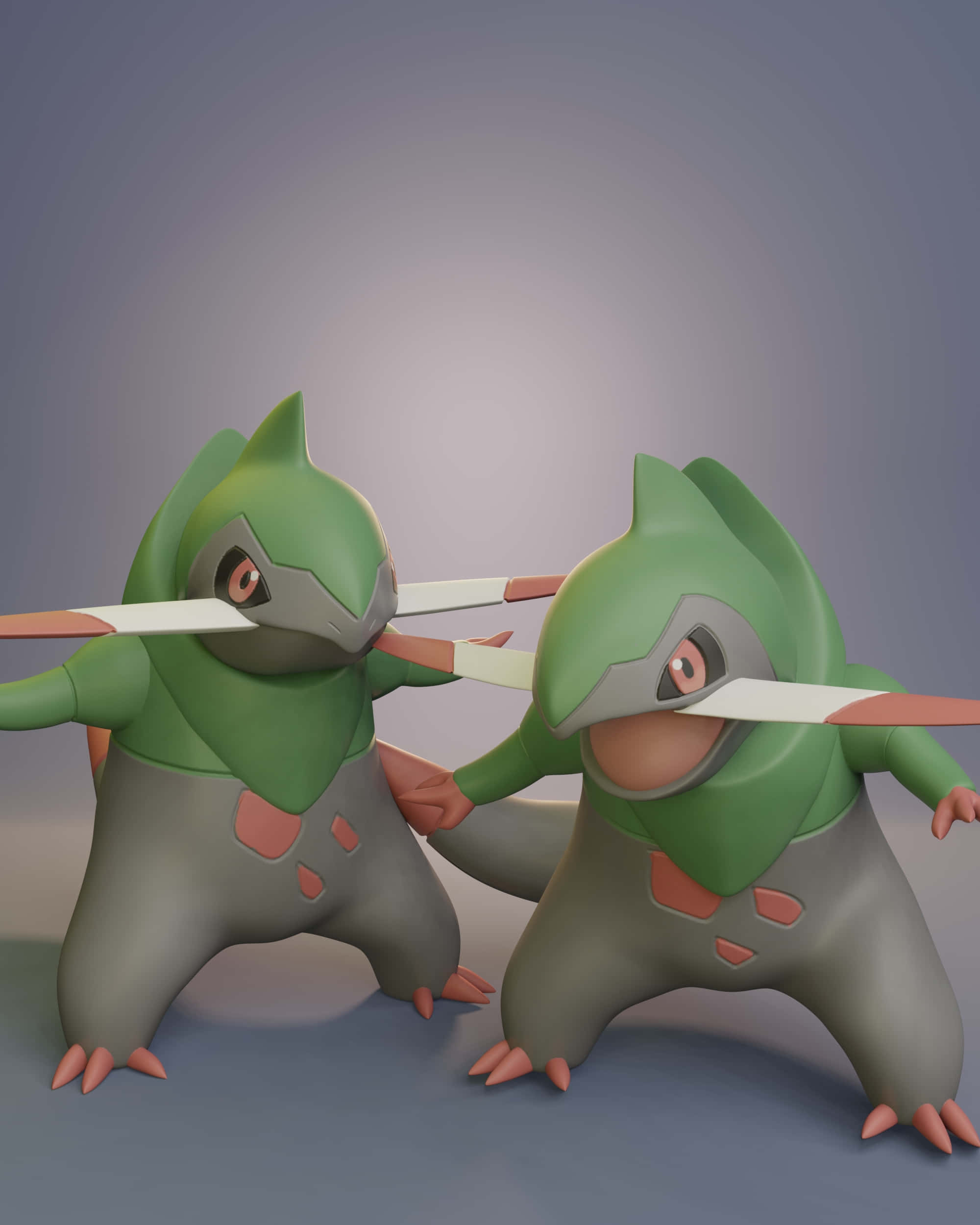 Fraxure, green and gray, orange eyes, Full HD Phone Wallpaper