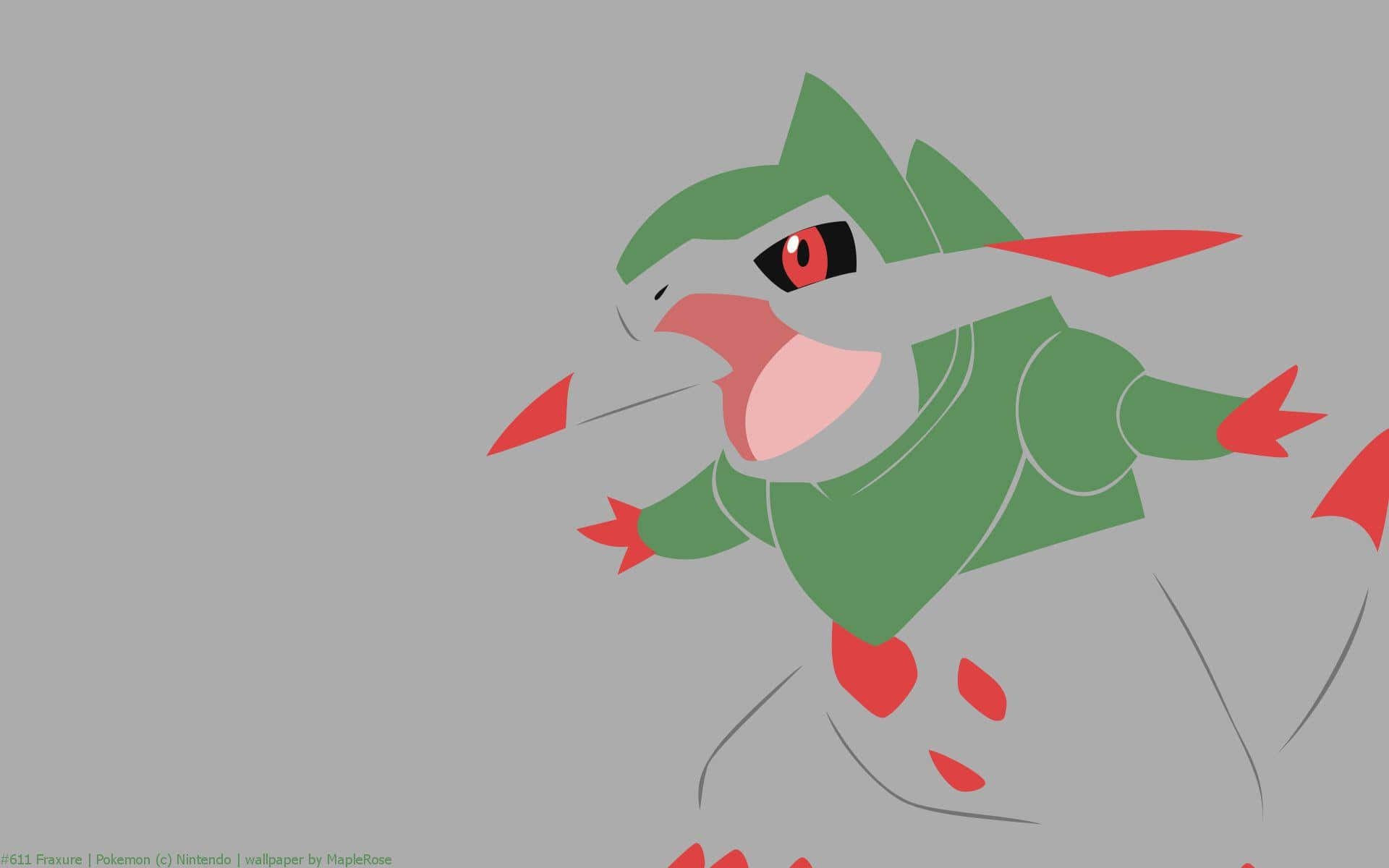 Fraxure, green and red, sharp red markings, Full HD Desktop Wallpaper