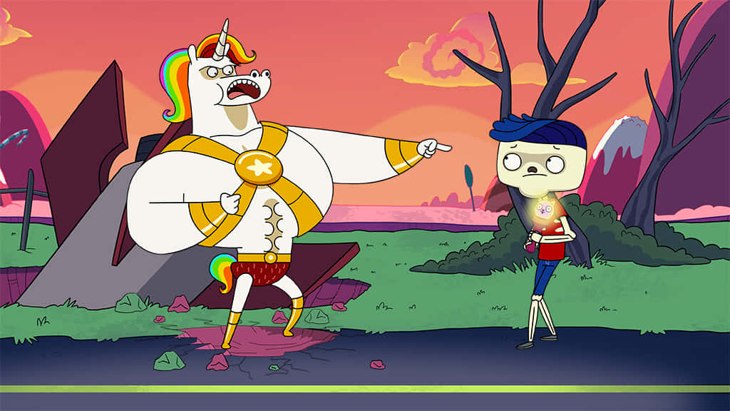 unicorn hero guy, freaktown, rainbow-haired, SD Desktop Wallpaper